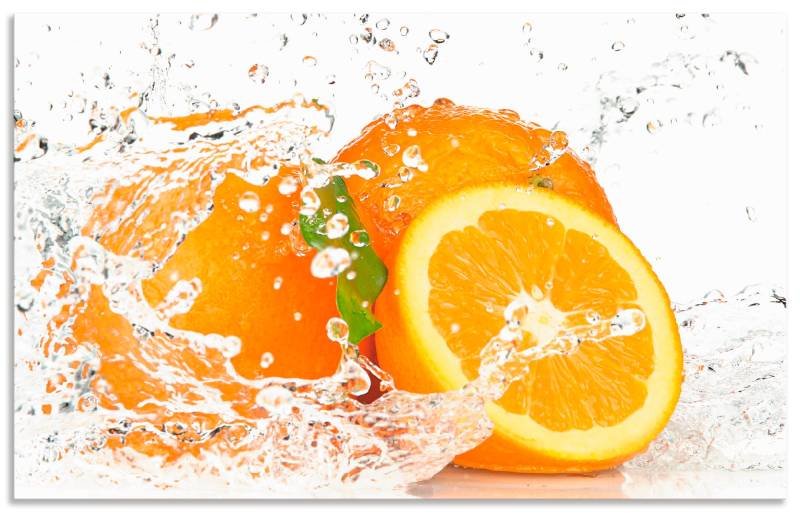 Artland Küchenrückwand »Orange mit Spritzwasser«, (1 tlg.), Alu Spritzschutz mit Klebeband, einfache Montage von Artland