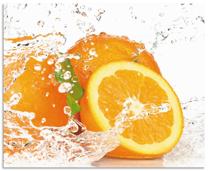 Artland Küchenrückwand »Orange mit Spritzwasser«, (1 tlg.), Alu Spritzschutz mit Klebeband, einfache Montage von Artland