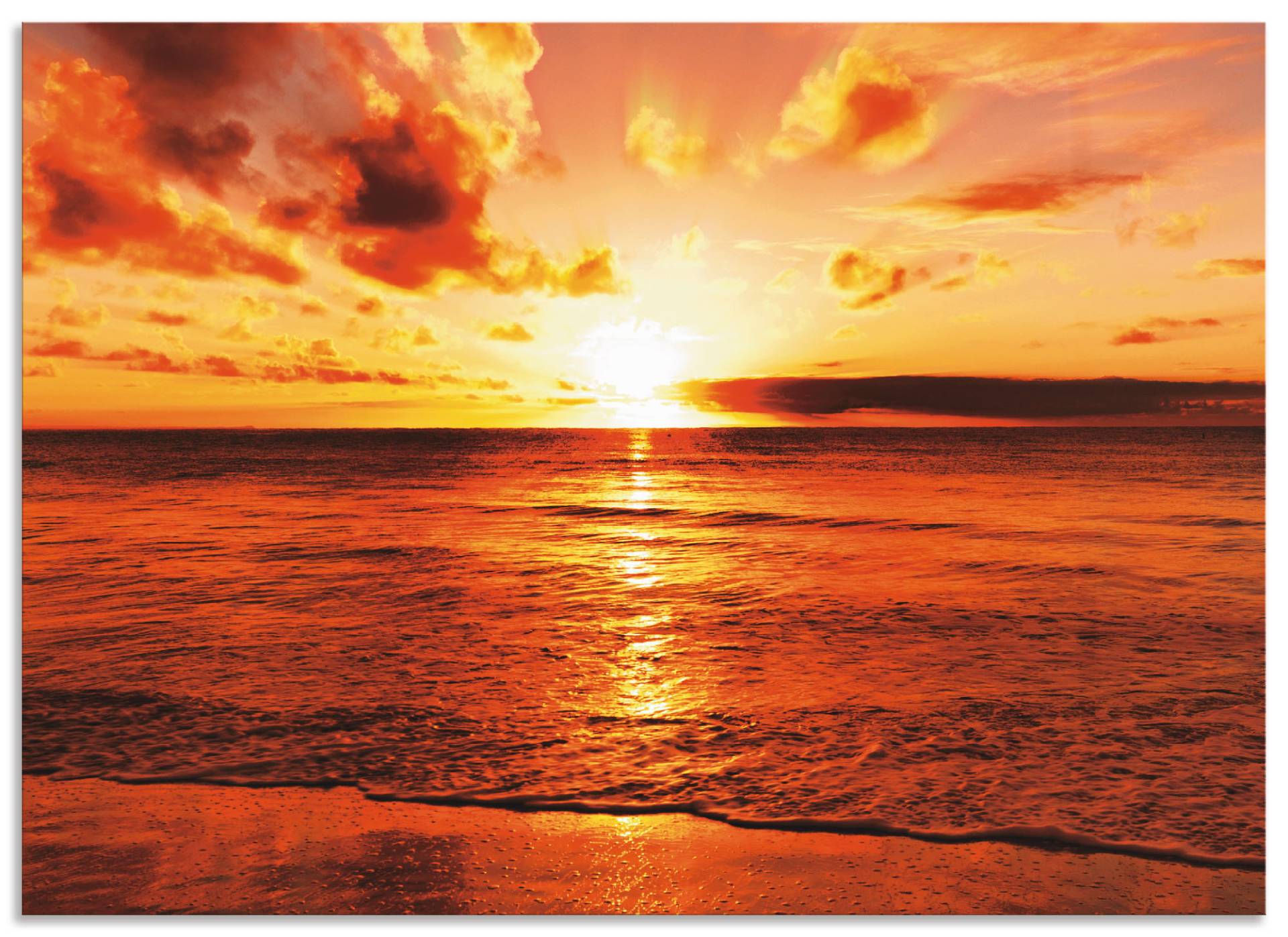 Artland Küchenrückwand »Schöner Sonnenuntergang Strand«, (1 tlg.), Alu Spritzschutz mit Klebeband, einfache Montage von Artland