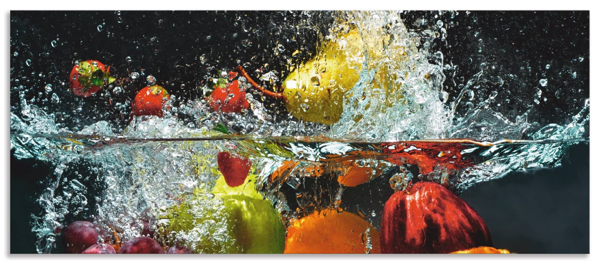 Artland Küchenrückwand »Spritzendes Obst auf dem Wasser«, (1 tlg.), Alu Spritzschutz mit Klebeband, einfache Montage von Artland
