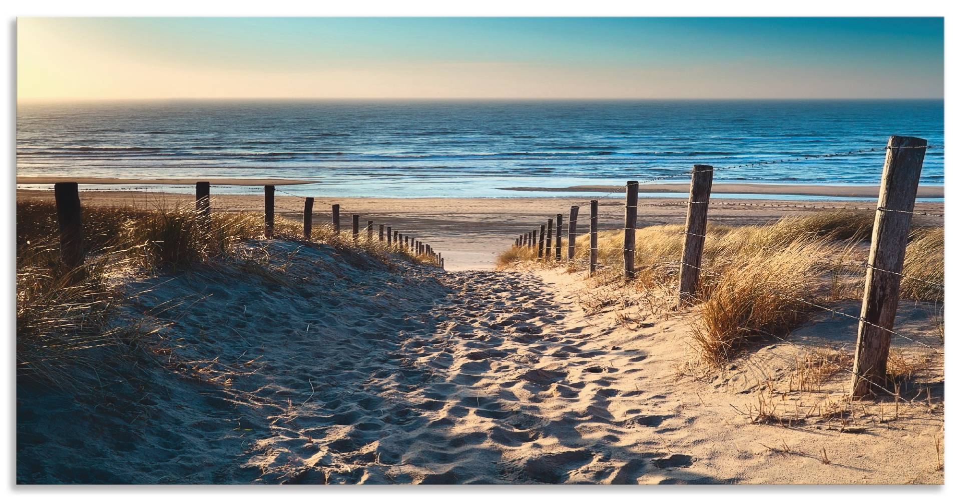 Artland Küchenrückwand »Weg zum Nordseestrand Sonnenuntergang«, (1 tlg.), Alu Spritzschutz mit Klebeband, einfache Montage von Artland