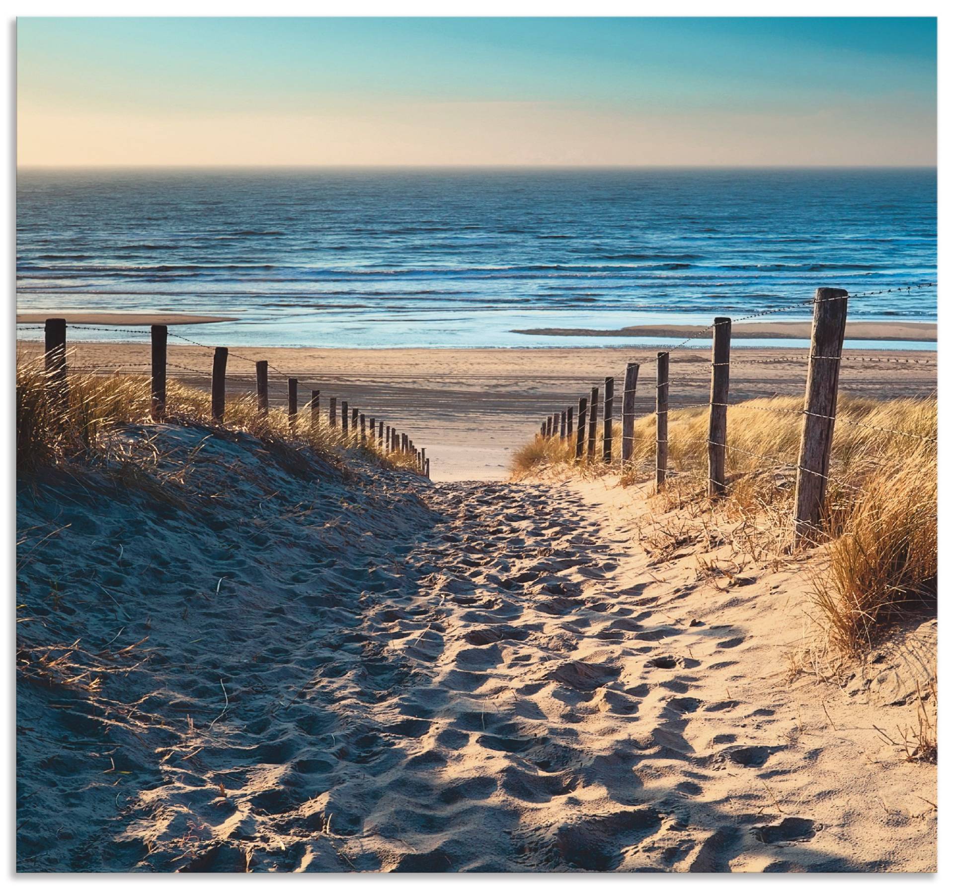 Artland Küchenrückwand »Weg zum Nordseestrand Sonnenuntergang«, (1 tlg.), Alu Spritzschutz mit Klebeband, einfache Montage von Artland