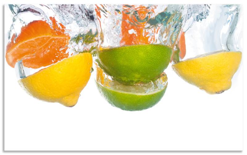 Artland Küchenrückwand »Zitrusfrüchte fallen in klares Wasser«, (1 tlg.), Alu Spritzschutz mit Klebeband, einfache Montage von Artland