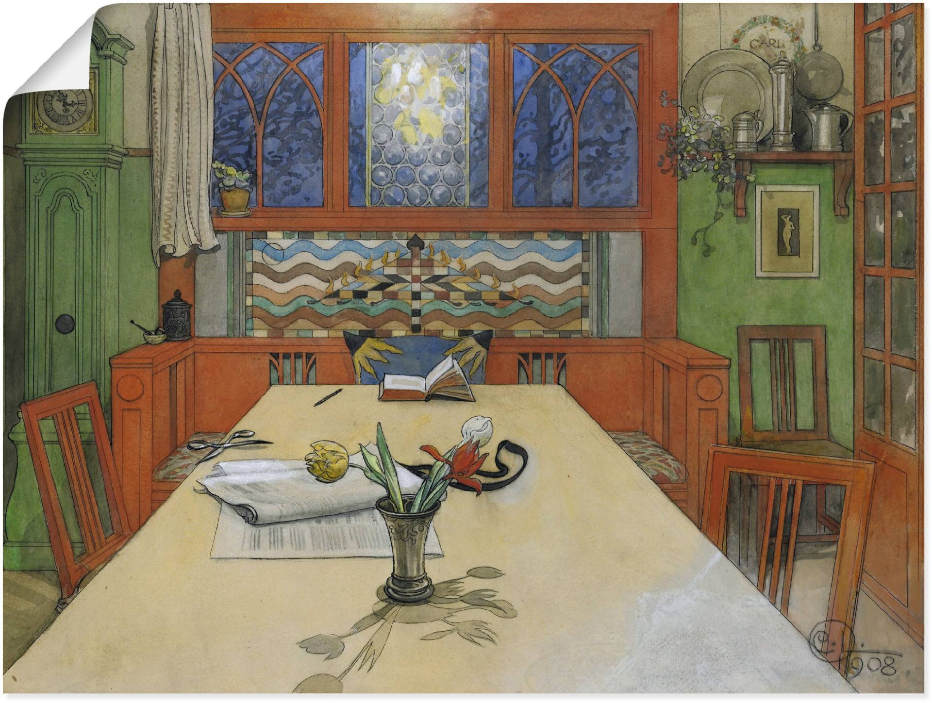 Artland Kunstdruck »Der Tag ist vorüber, gute Nacht! 1908«, Innenarchitektur, (1 St.), als Leinwandbild, Wandaufkleber oder Poster in versch. Grössen von Artland