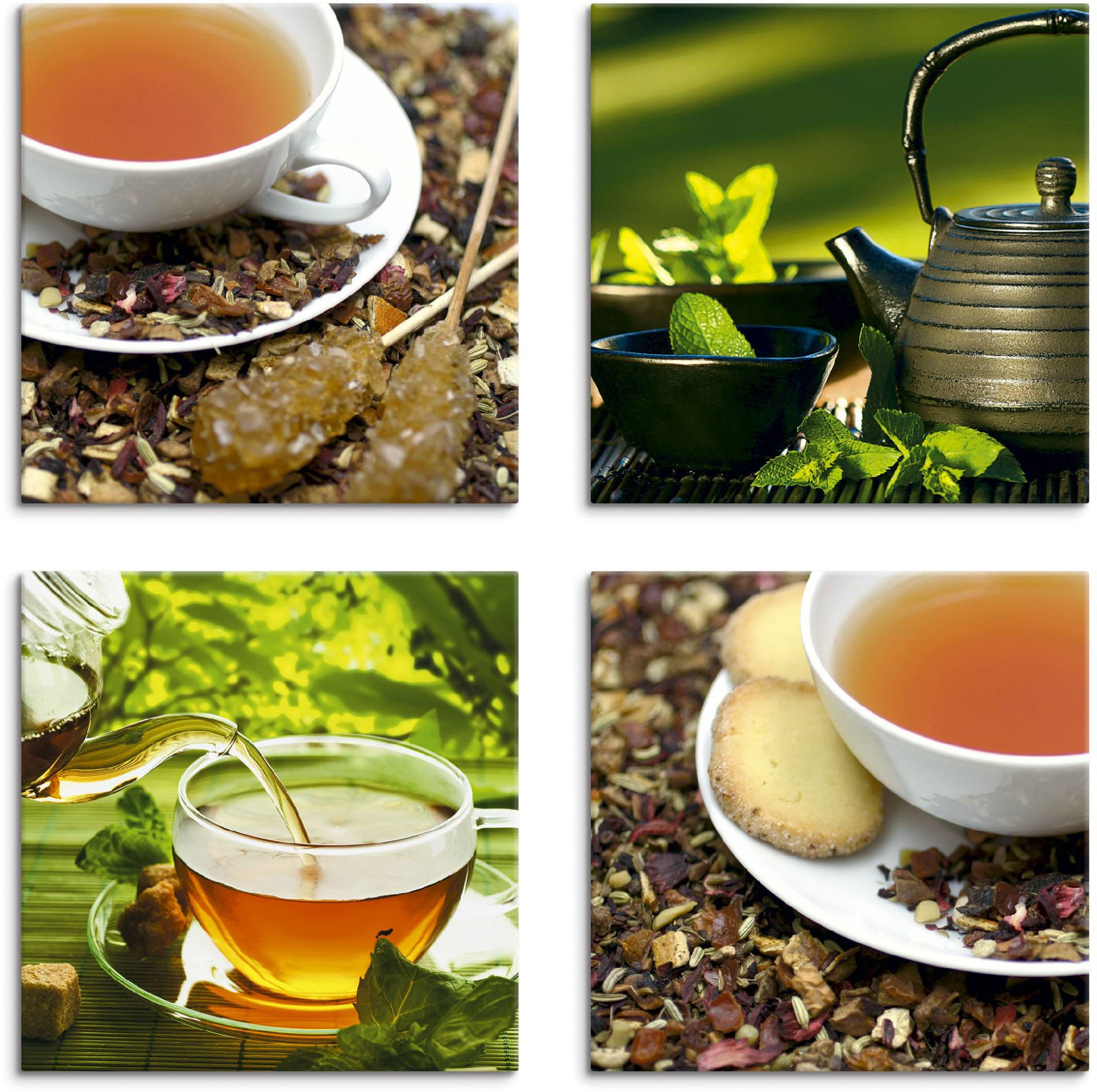 Artland Leinwandbild »Asiatische Teeimpressionen«, Getränke, (4 St.) von Artland