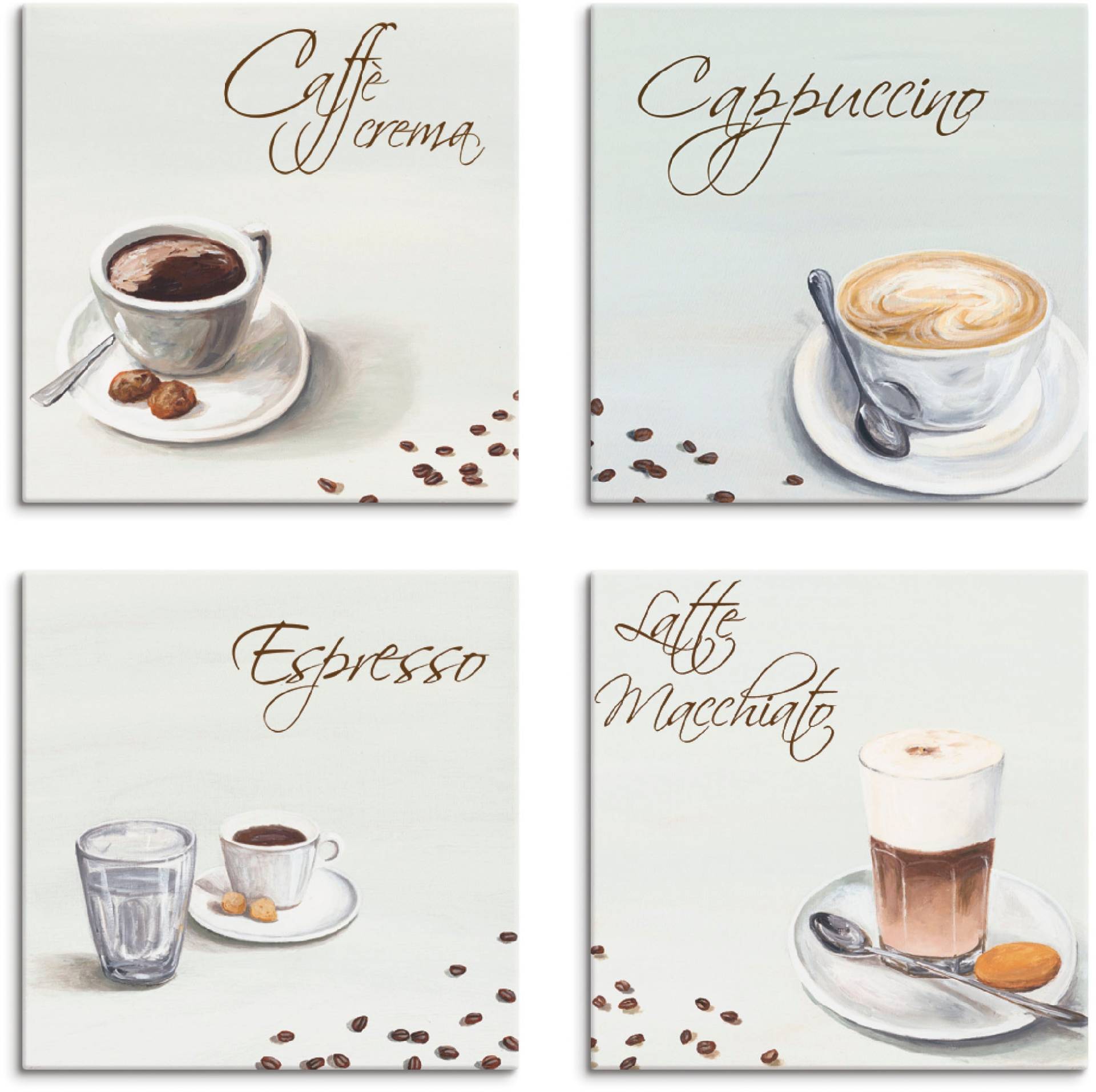 Artland Leinwandbild »Cappuccino Espresso Latte Macchiato«, Getränke, (4 St.) von Artland