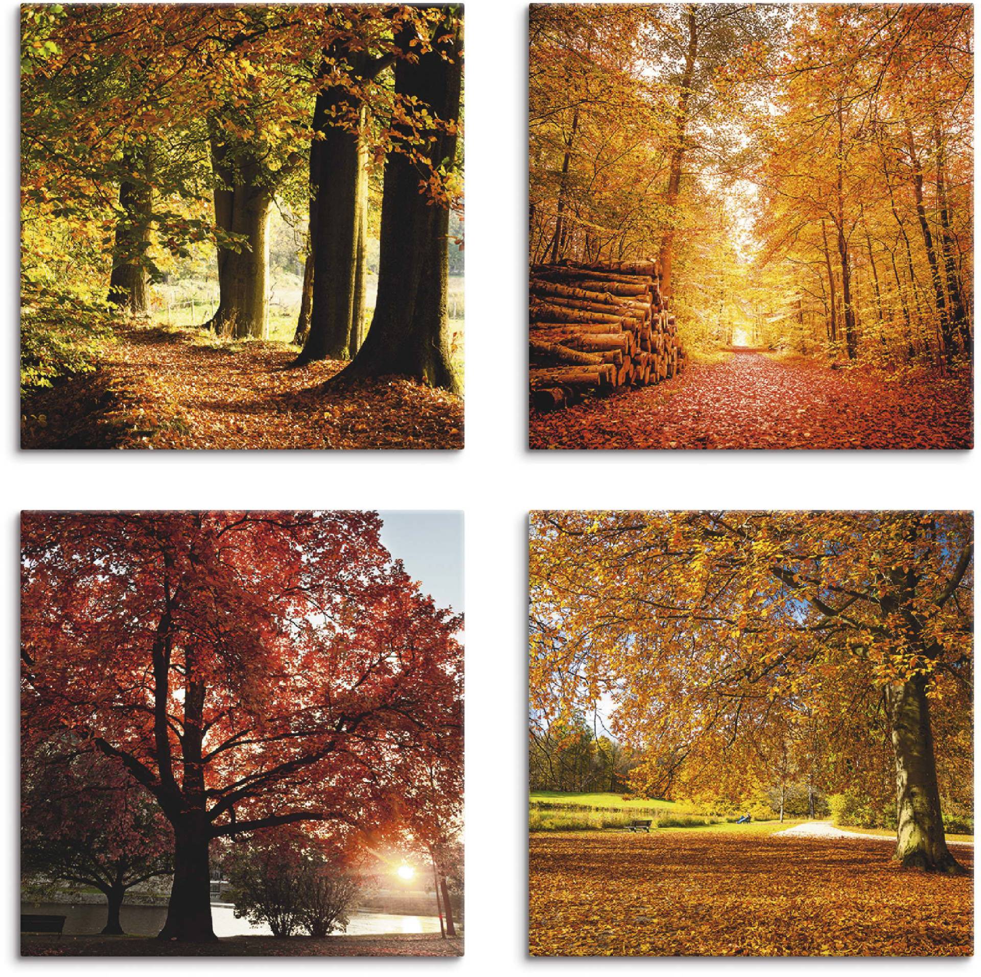 Artland Leinwandbild »Herbstlandschaft«, Bäume, (4 St.) von Artland