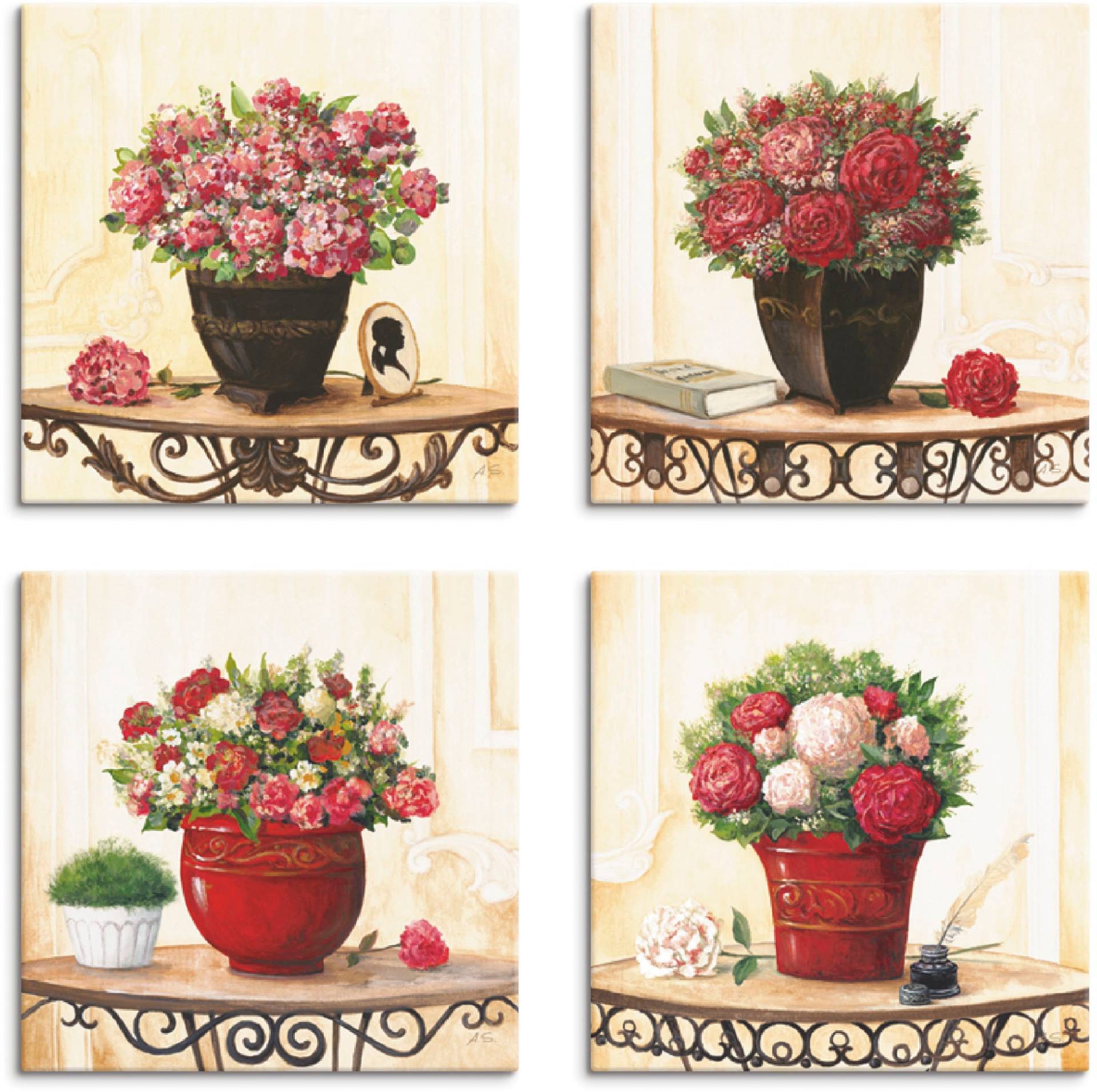 Artland Leinwandbild »Hortensien Nelken Rosen Pfingstrosen«, Blumen, (4 St.), 4er Set, verschiedene Grössen Artland Leinwandbild »Hortensien Nelken Rosen Pfingstrosen«, Blumen, (4 St.), 4er Set, verschiedene Grössen von Artland