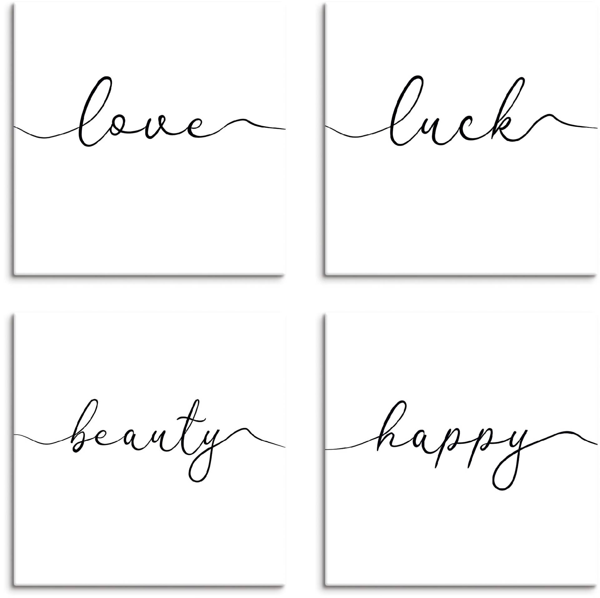 Artland Leinwandbild »Liebe Glück Schönheit Frohsinn«, Sprüche & Texte, (4 St.), 4er Set, verschiedene Grössen von Artland