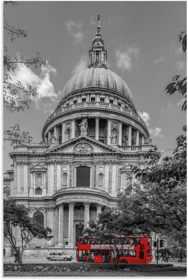 Artland Leinwandbild »London St. Paul’s Cathedral & Roter Bus«, London, (1 St.), auf Keilrahmen gespannt von Artland