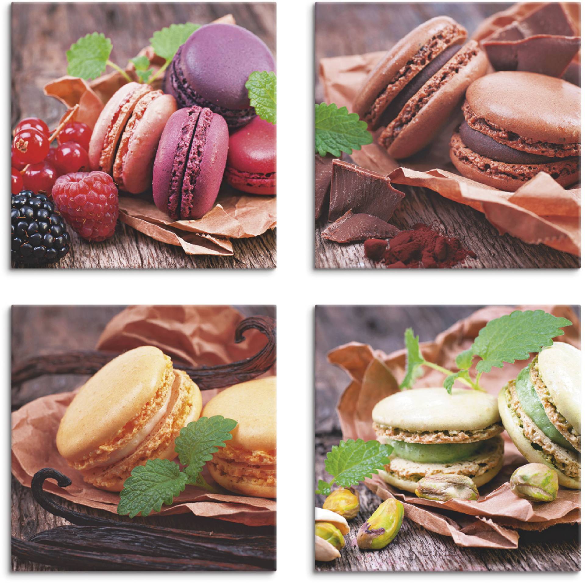 Artland Leinwandbild »Macarons«, Süssspeisen, (4 St.), 4er Set, verschiedene Grössen Artland Leinwandbild »Macarons«, Süssspeisen, (4 St.), 4er Set, verschiedene Grössen von Artland