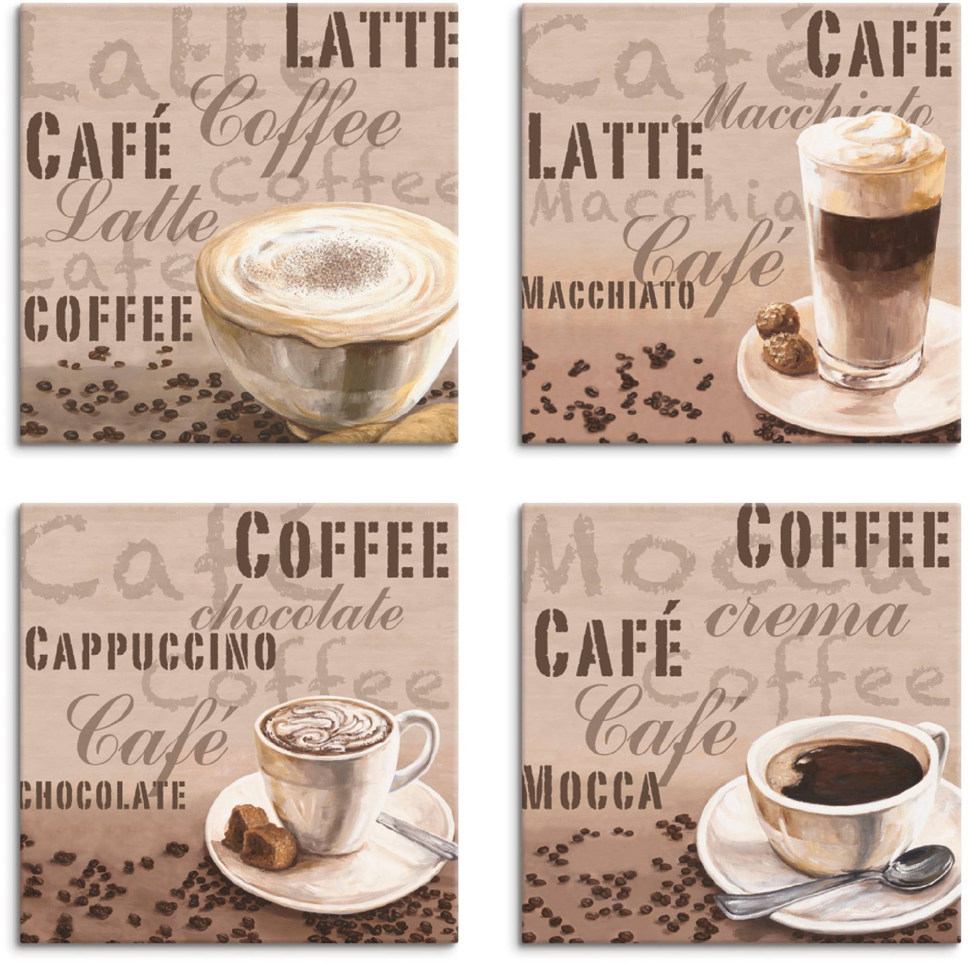Artland Leinwandbild »Milchkaffee Latte MacchiatoChocolate«, Getränke, (4 St.), 4er Set, verschiedene Grössen Artland Leinwandbild »Milchkaffee Latte MacchiatoChocolate«, Getränke, (4 St.), 4er Set, verschiedene Grössen von Artland