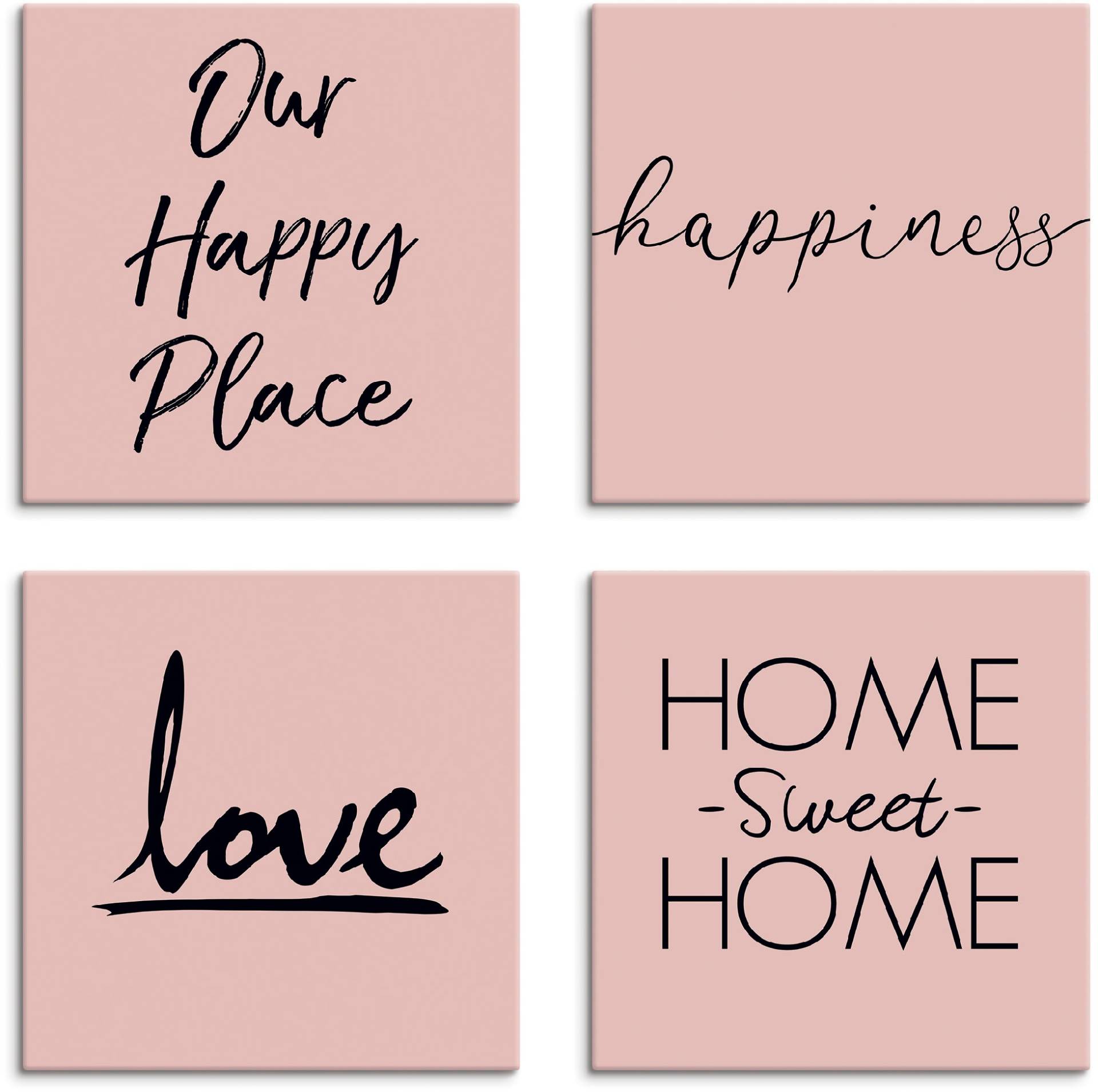 Artland Leinwandbild »Ort Glück Liebe Home sweet Home«, Sprüche & Texte, (4 St.), 4er Set, verschiedene Grössen von Artland