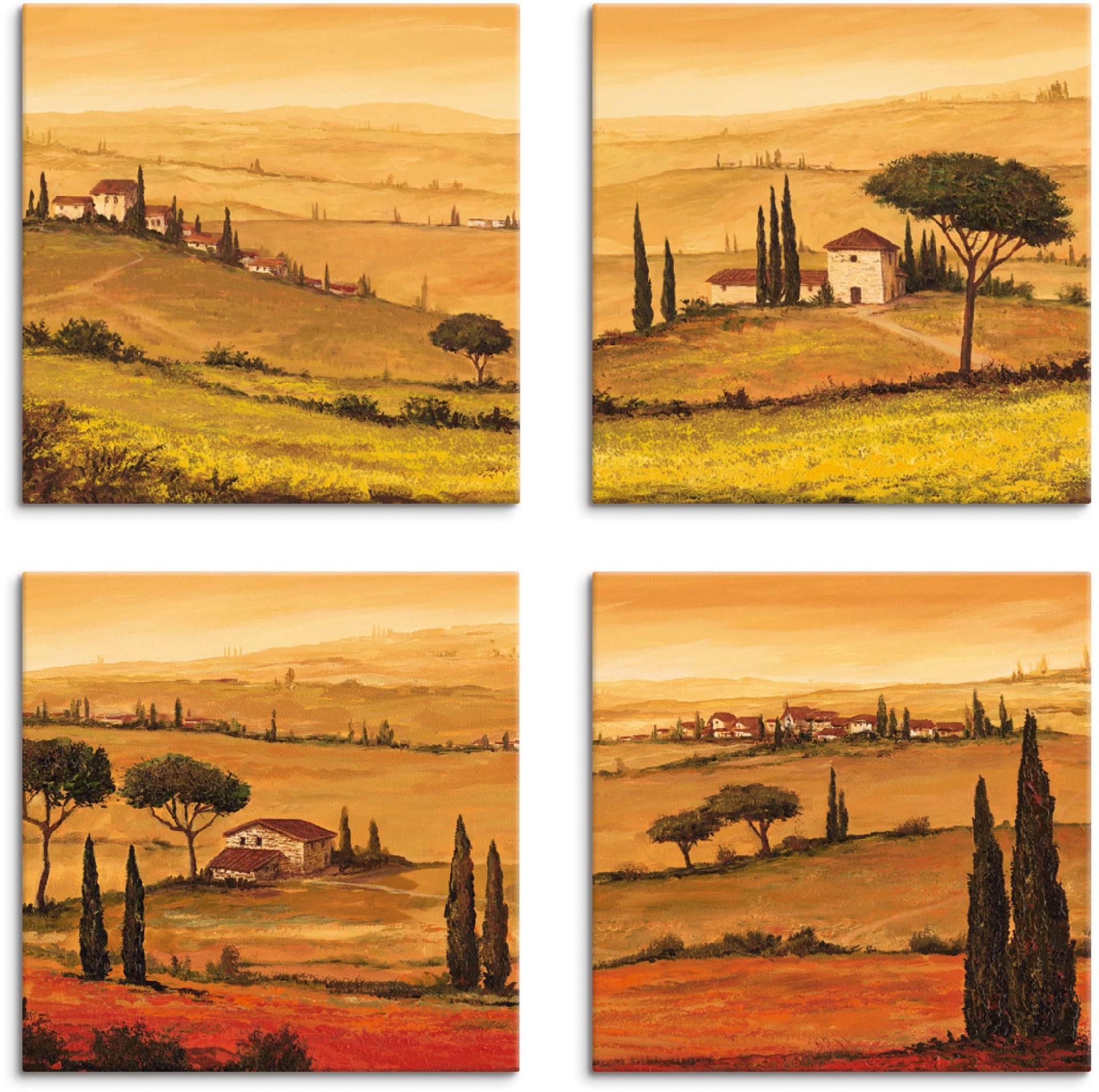 Artland Leinwandbild »Rapsfeld und Mohnfeld Toskanalandschaft«, Europa, (4 St.), 4er Set, verschiedene Grössen Artland Leinwandbild »Rapsfeld und Mohnfeld Toskanalandschaft«, Europa, (4 St.), 4er Set, verschiedene Grössen von Artland