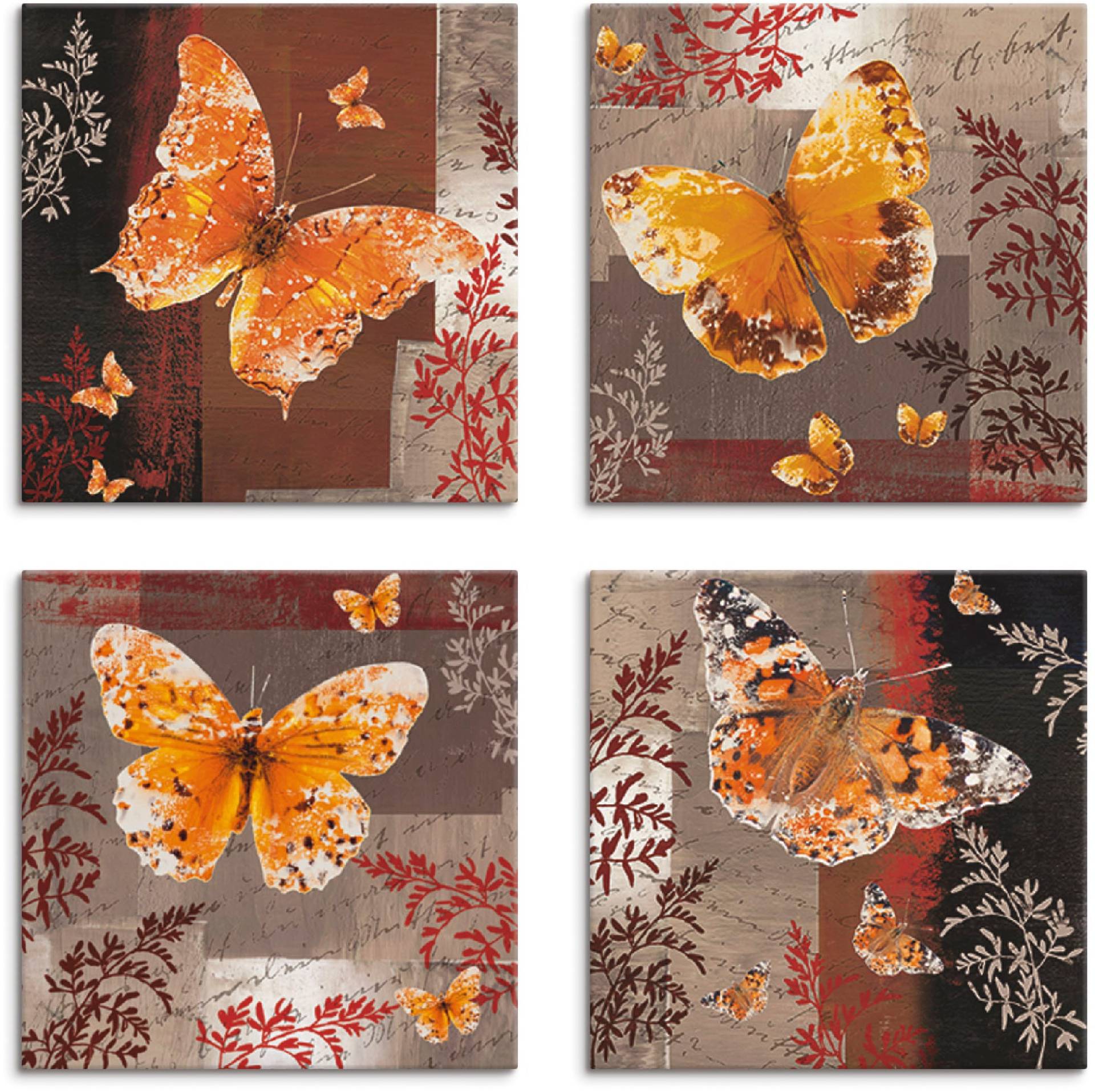 Artland Leinwandbild »Schmetterling 1-4«, Insekten, (4 St.) von Artland
