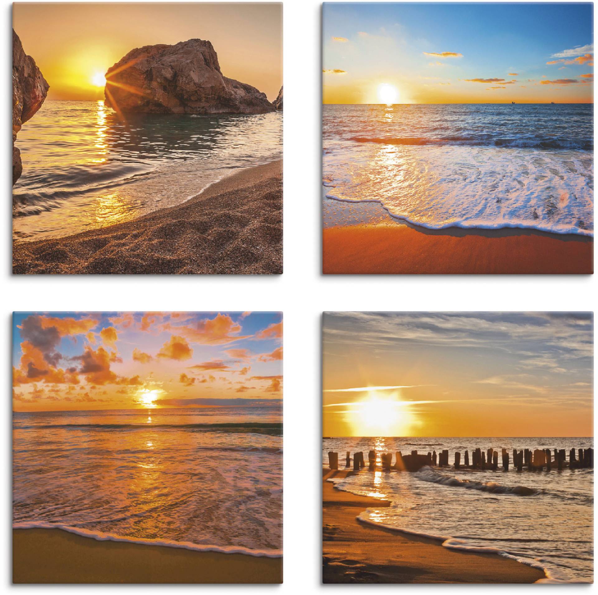 Artland Leinwandbild »Sonnenuntergänge am Strand & Meer«, Sonnenaufgang & -untergang, (4 St.) von Artland