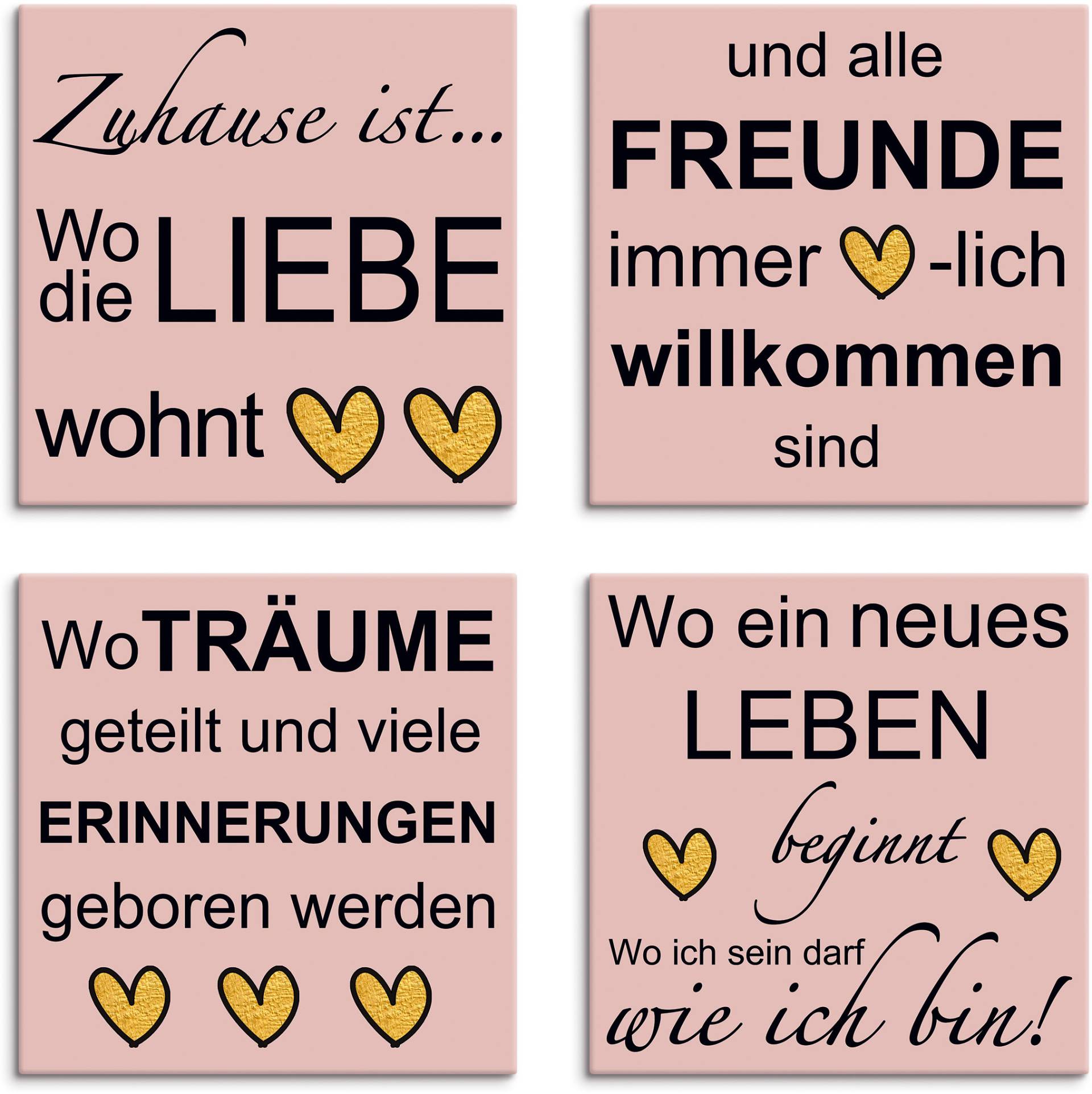 Artland Leinwandbild »Wo die Liebe wohnt«, Sprüche & Texte, (4 St.) von Artland