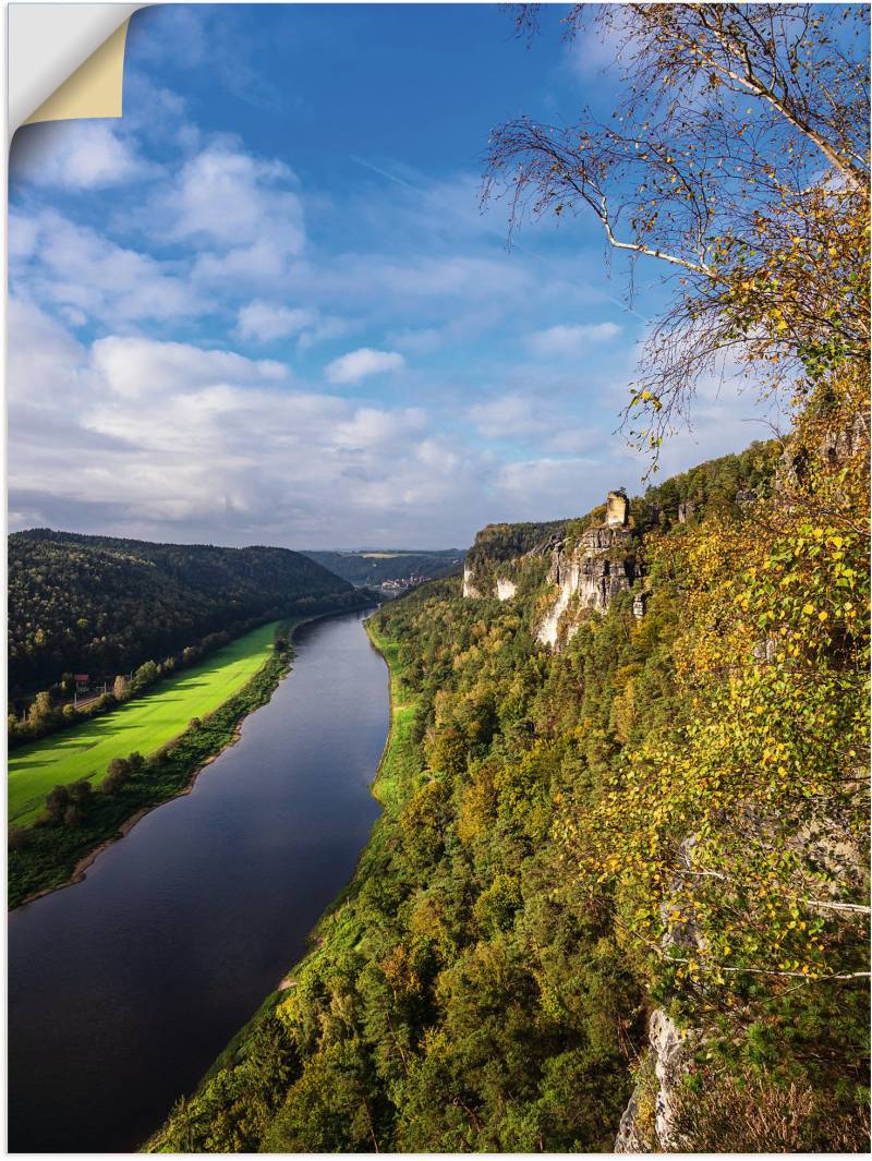 Artland Poster »Blick auf Elbe & die Sächsische Schweiz«, Berge & Alpenbilder, (1 St.), auf Keilrahmen gespannt von Artland