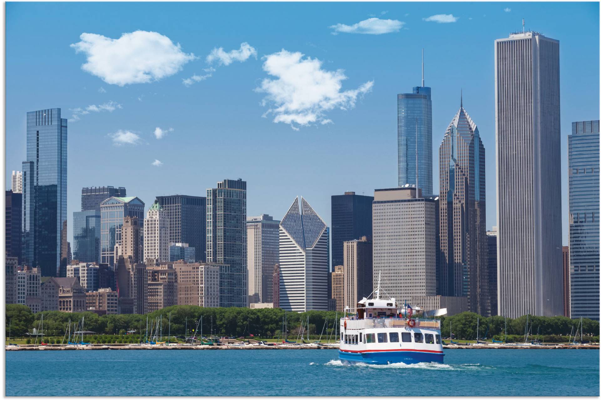 Artland Poster »Chicago Skyline«, Amerika, (1 St.), als Alubild, Leinwandbild, Wandaufkleber oder Poster in versch. Grössen von Artland