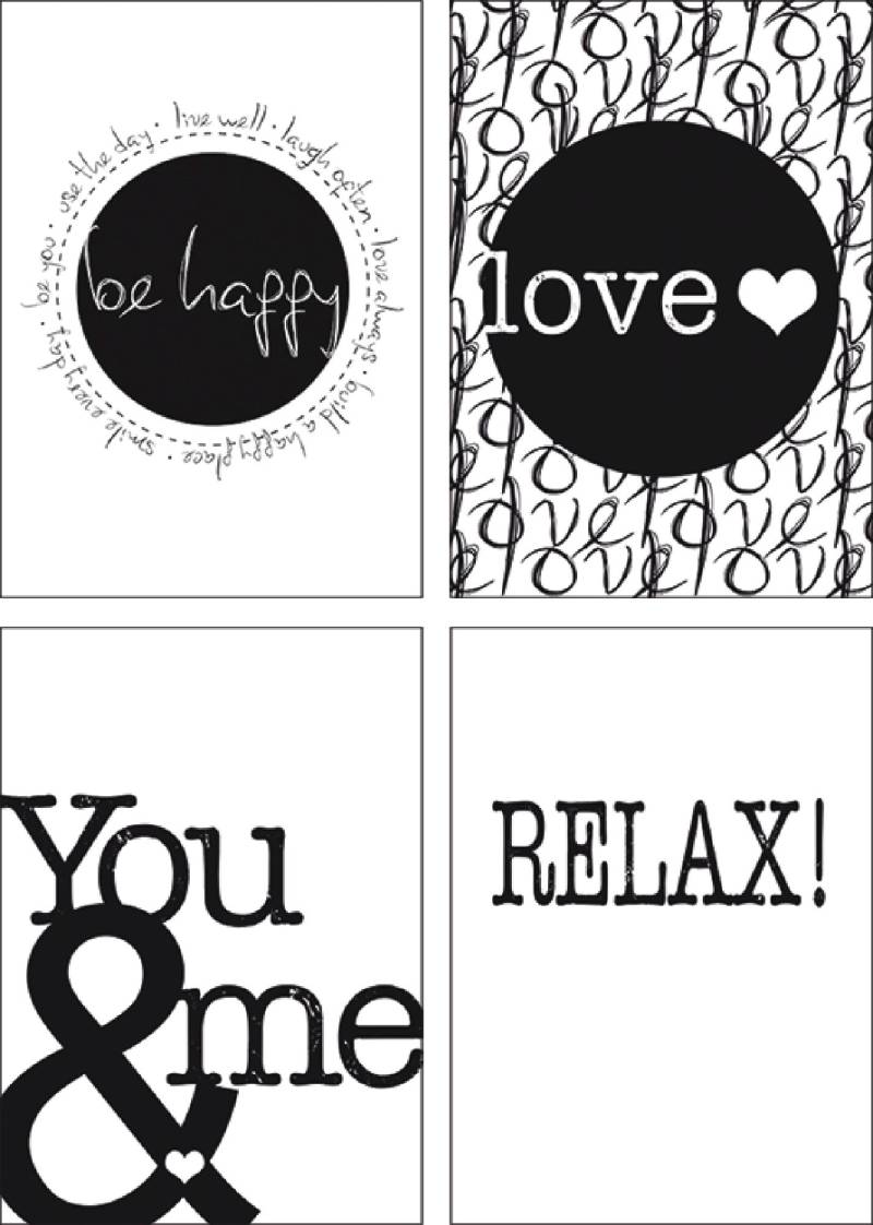 Artland Poster »Fröhlich Liebe II Du & Ich II Entspannen«, Sprüche & Texte, (4 St.), Poster, Wandbild, Bild, Wandposter von Artland