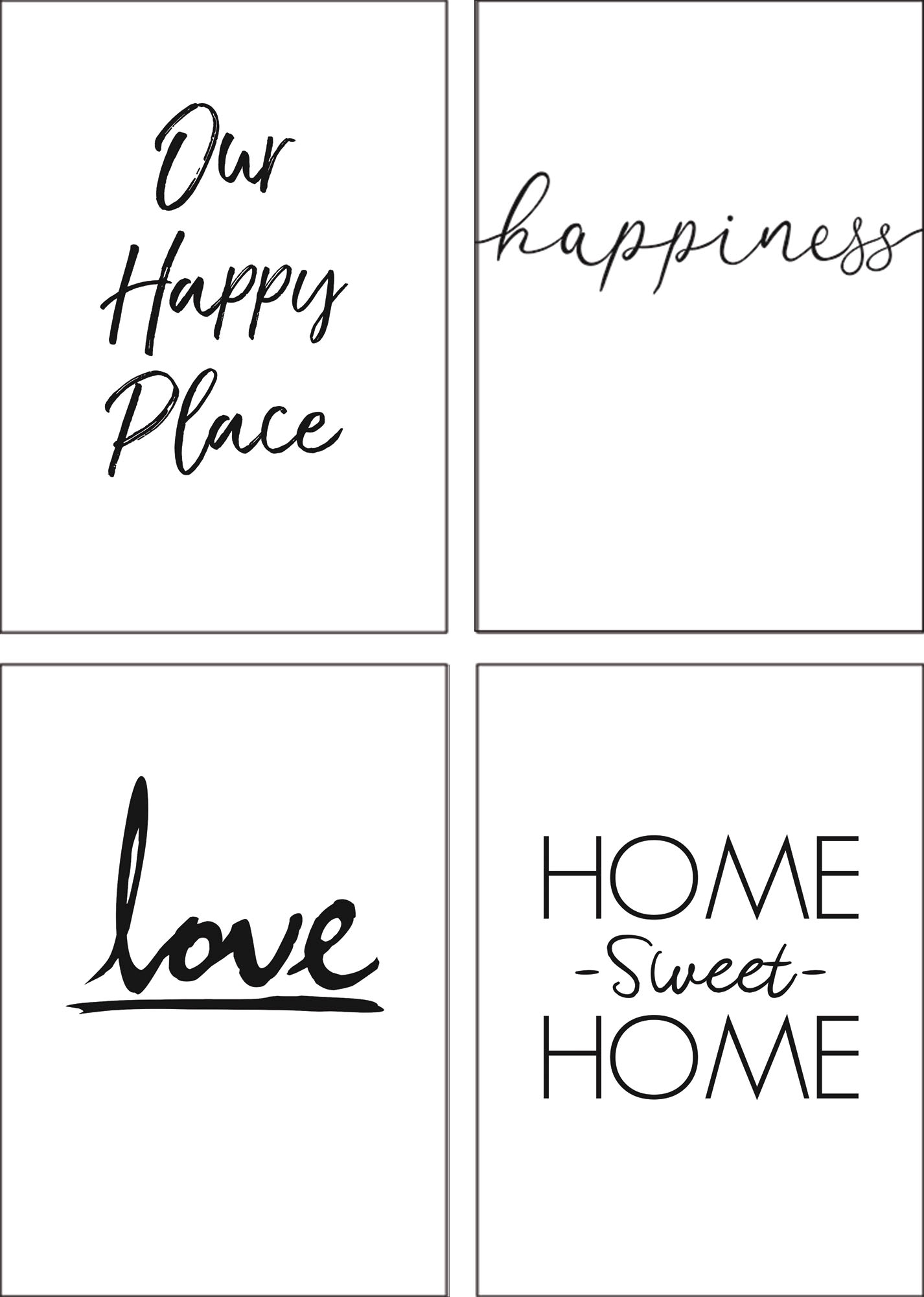 Artland Poster »Glück Liebe Trautes Heim - Glück allein«, Sprüche & Texte, (4 St.), Poster, Wandbild, Bild, Wandposter Artland Poster »Glück Liebe Trautes Heim - Glück allein«, Sprüche & Texte, (4 St.), Poster, Wandbild, Bild, Wandposter von Artland