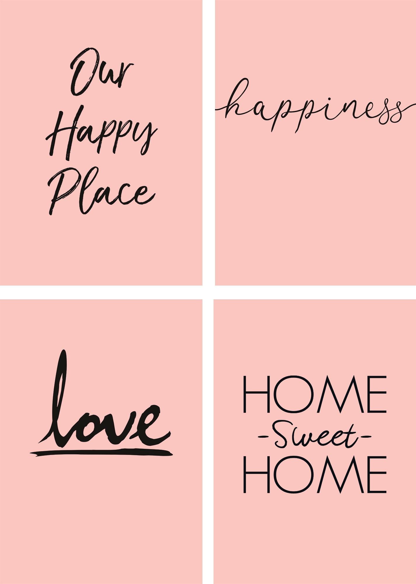 Artland Poster »Ort Glück Liebe Home sweet Home«, Sprüche & Texte, (4 St.) von Artland