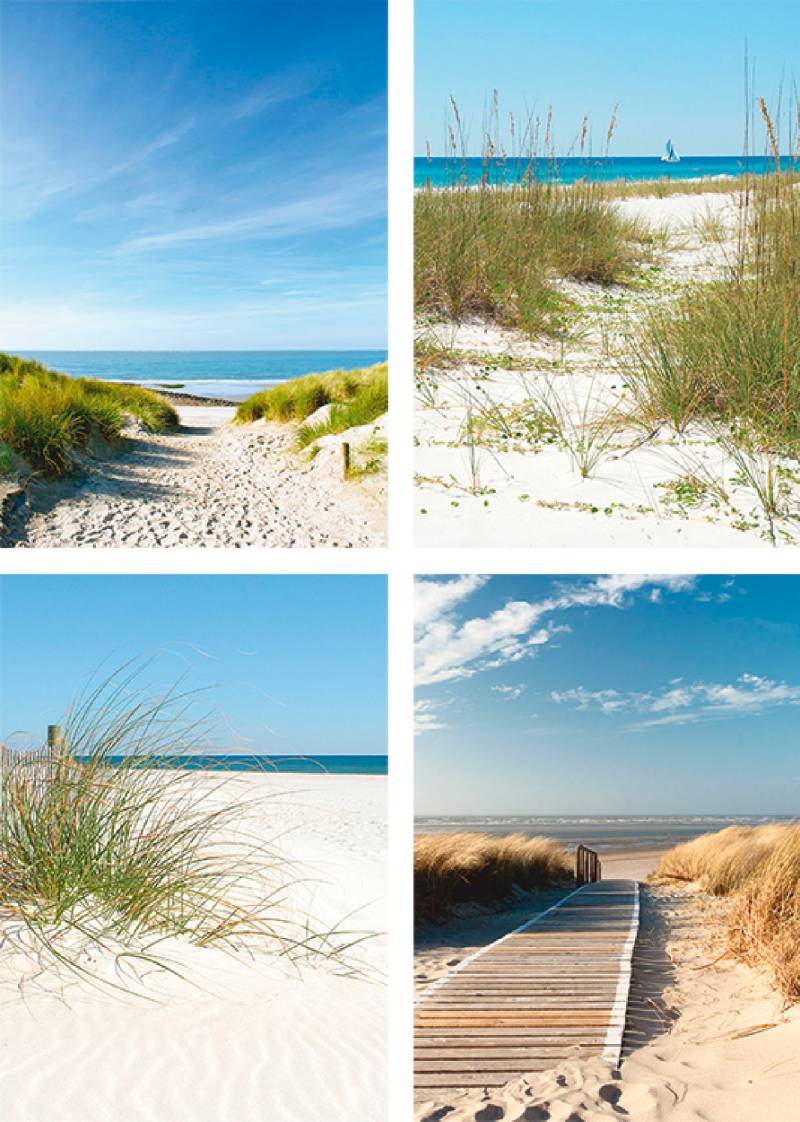 Artland Poster »Strand und Sanddünen«, Strand, (4 St.) von Artland