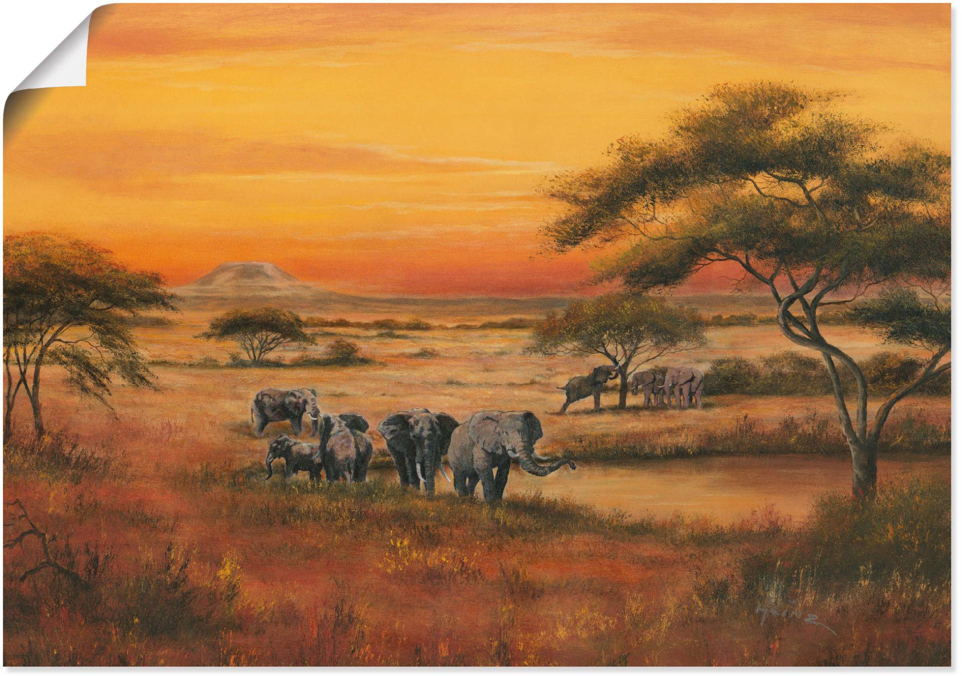 Artland Wandbild »Afrika Elefanten«, Afrika, (1 St.), als Alubild, Outdoorbild, Leinwandbild, Poster in verschied. Grössen von Artland