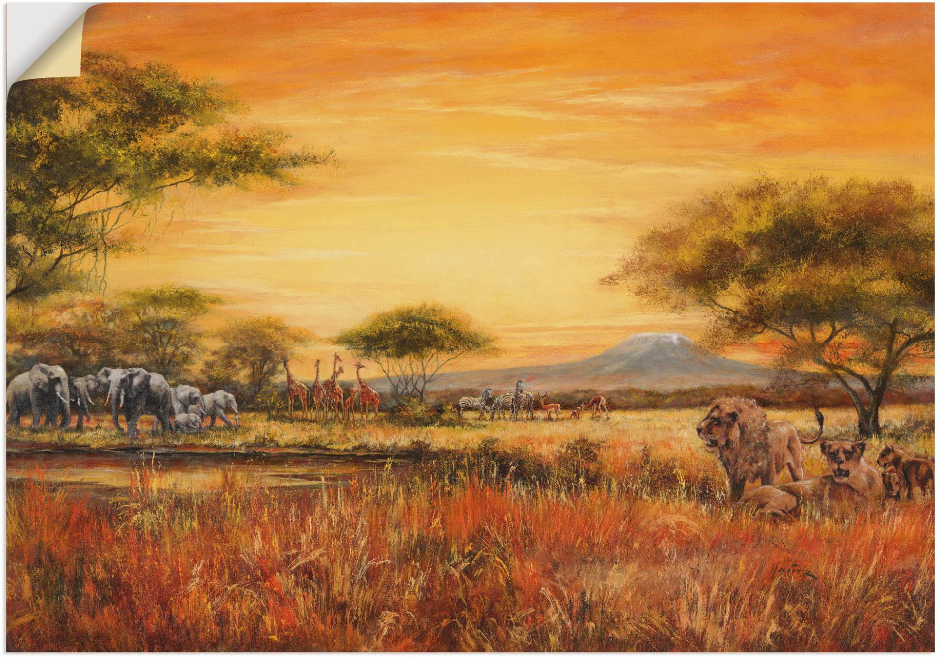 Artland Wandbild »Afrikanische Steppe mit Löwen«, Afrika, (1 St.) von Artland