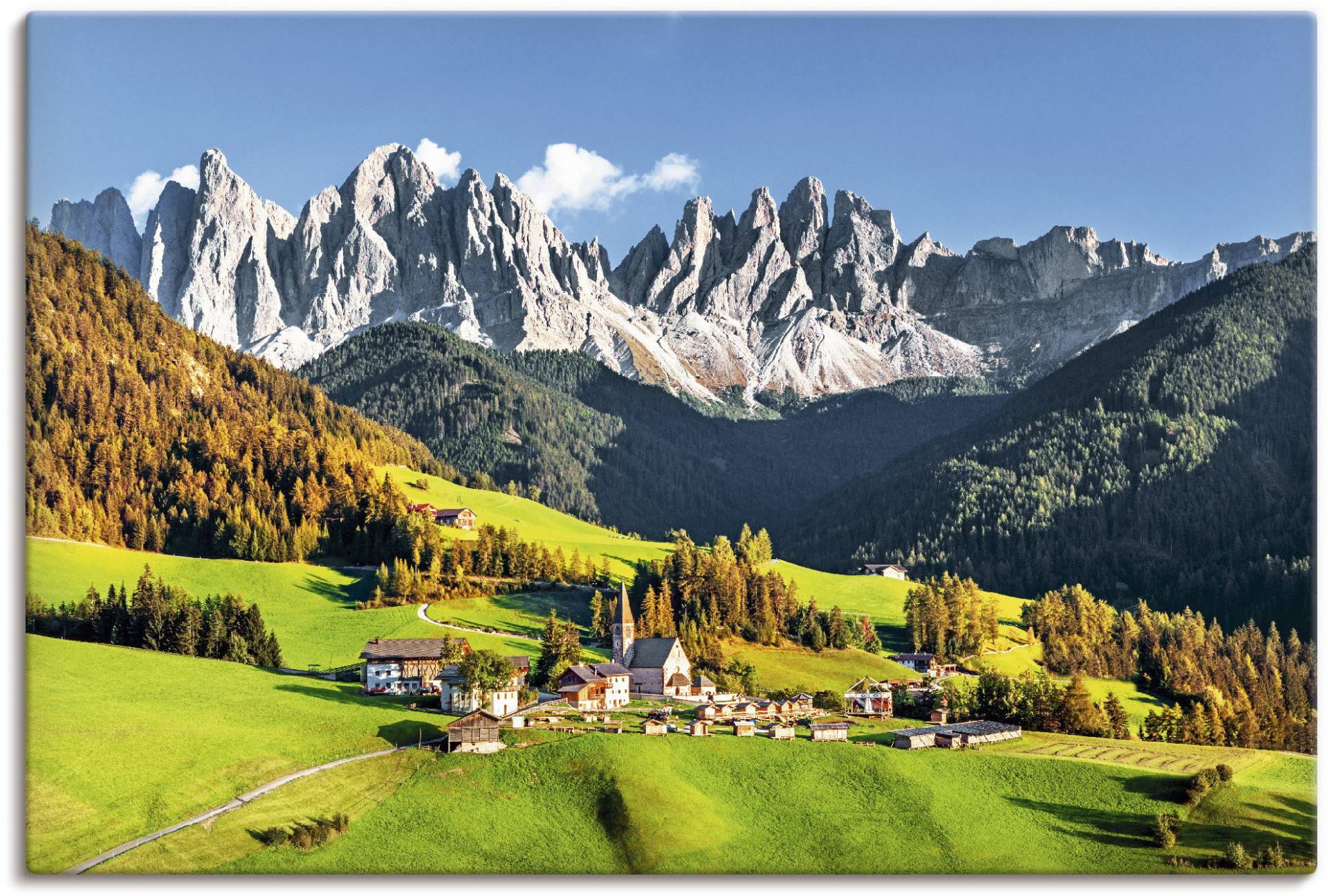 Artland Wandbild »Alpen Berge Santa Maddalena«, Berge & Alpenbilder, (1 St.), als Alubild, Outdoorbild, Leinwandbild, Poster in verschied. Grössen von Artland