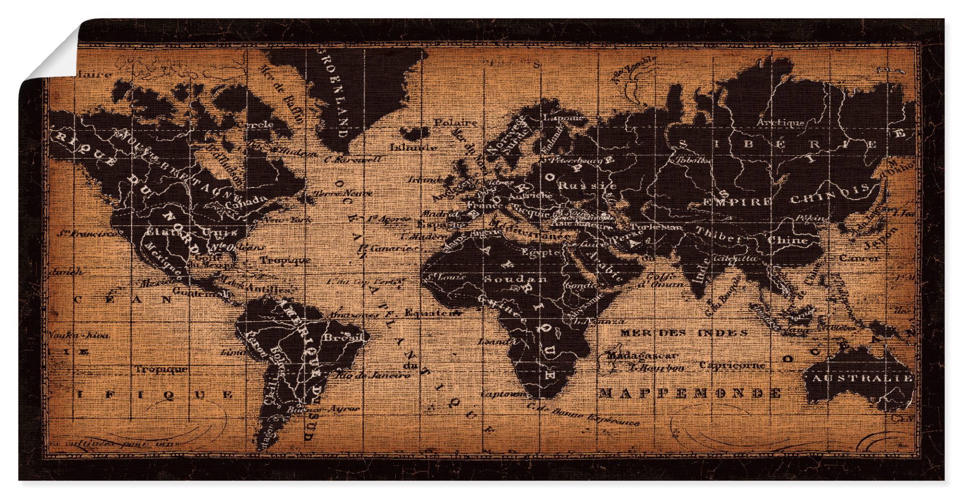Artland Wandbild »Alte Weltkarte«, Landkarten, (1 St.) von Artland