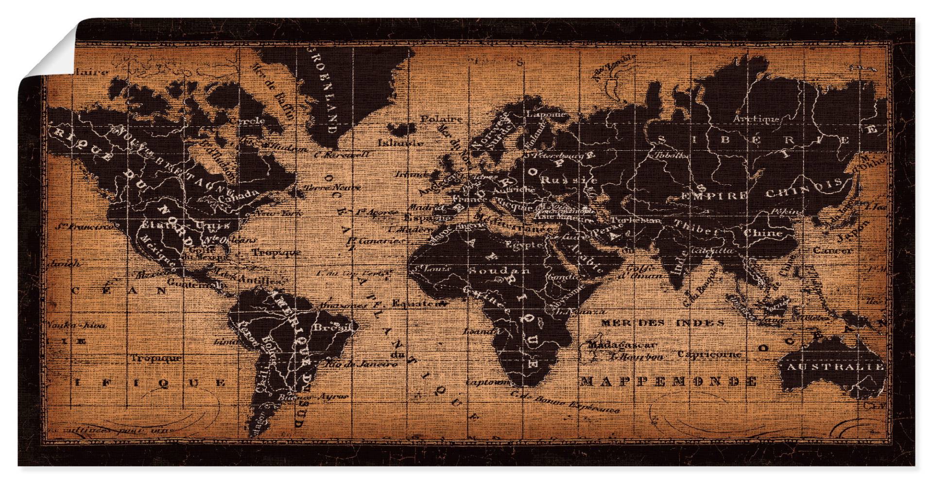 Artland Wandbild »Alte Weltkarte«, Weltkarte, (1 St.), als Leinwandbild, Poster, Wandaufkleber in verschied. Grössen Artland Wandbild »Alte Weltkarte«, Weltkarte, (1 St.), als Leinwandbild, Poster, Wandaufkleber in verschied. Grössen von Artland