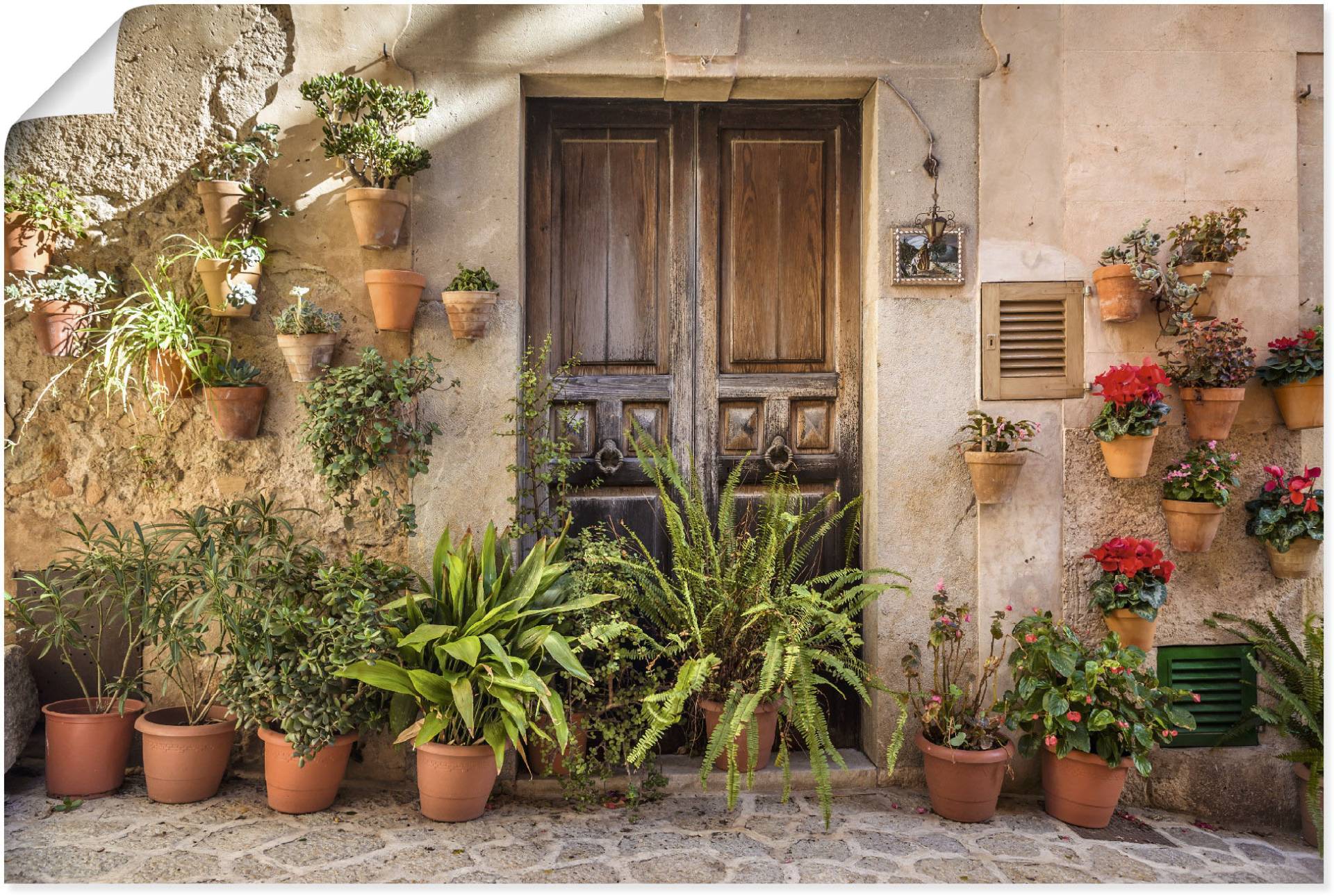 Artland Wandbild »Altstadtgasse Mallorca, Spanien«, Pflanzenbilder, (1 St.), als Alubild, Outdoorbild, Leinwandbild, Poster, Wandaufkleber von Artland