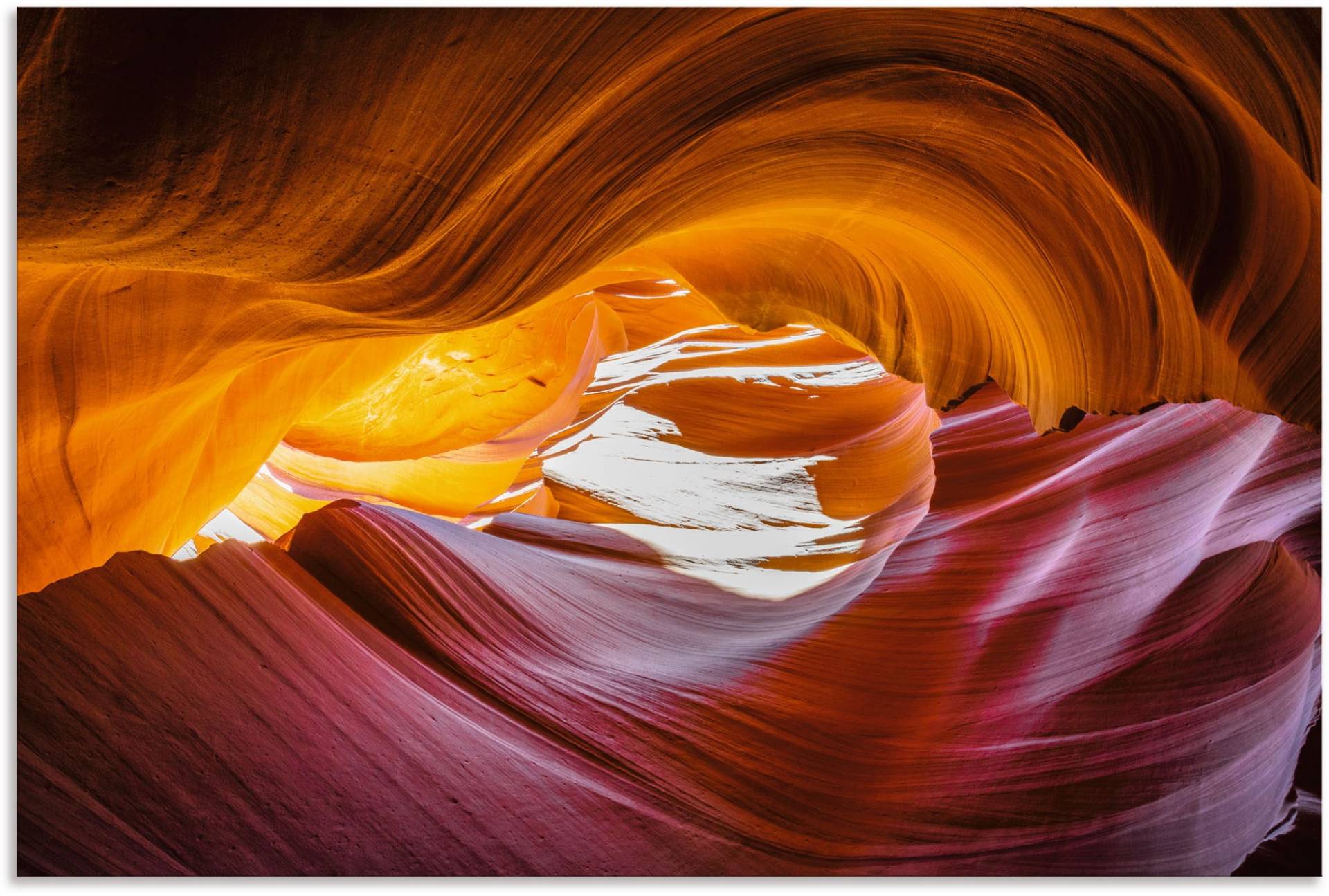 Artland Alu-Dibond-Druck »Antelope Canyon in den USA«, Felsen, (1 St.), für Innen- und Aussenbereich geeignet, Outdoorbild von Artland