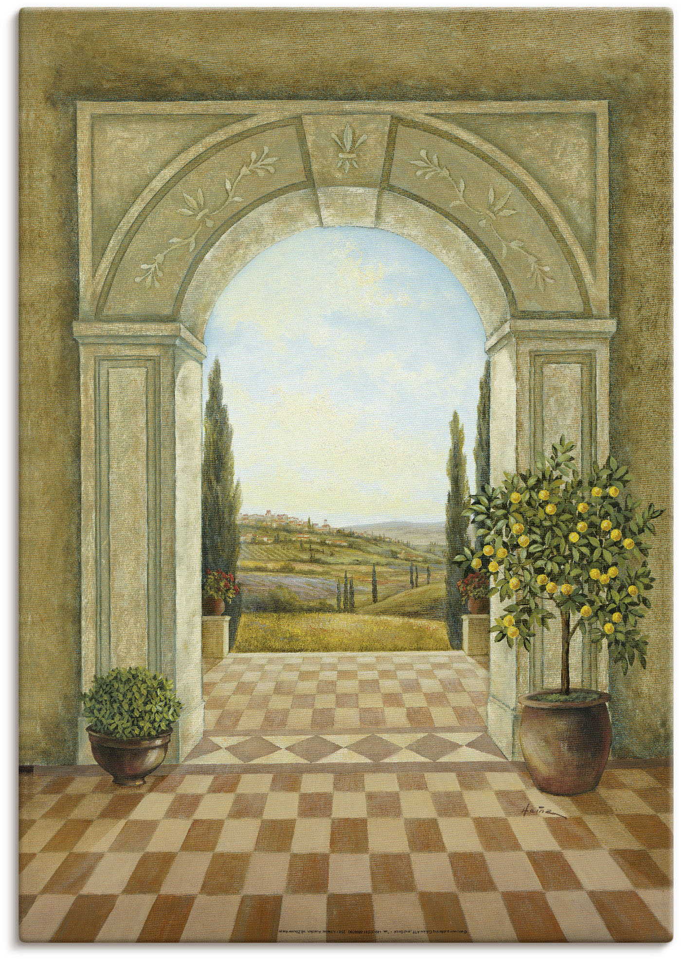 Artland Wandbild »Ausblick mit Zitronenbaum«, Fensterblick, (1 St.), als Alubild, Leinwandbild, Wandaufkleber oder Poster in versch. Grössen von Artland