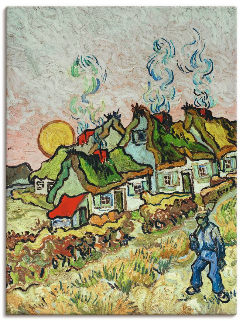 Artland Leinwandbild »Bauernhäuser bei Sonnenuntergang«, Sonnenaufgang & -untergang, (1 St.), auf Keilrahmen gespannt von Artland