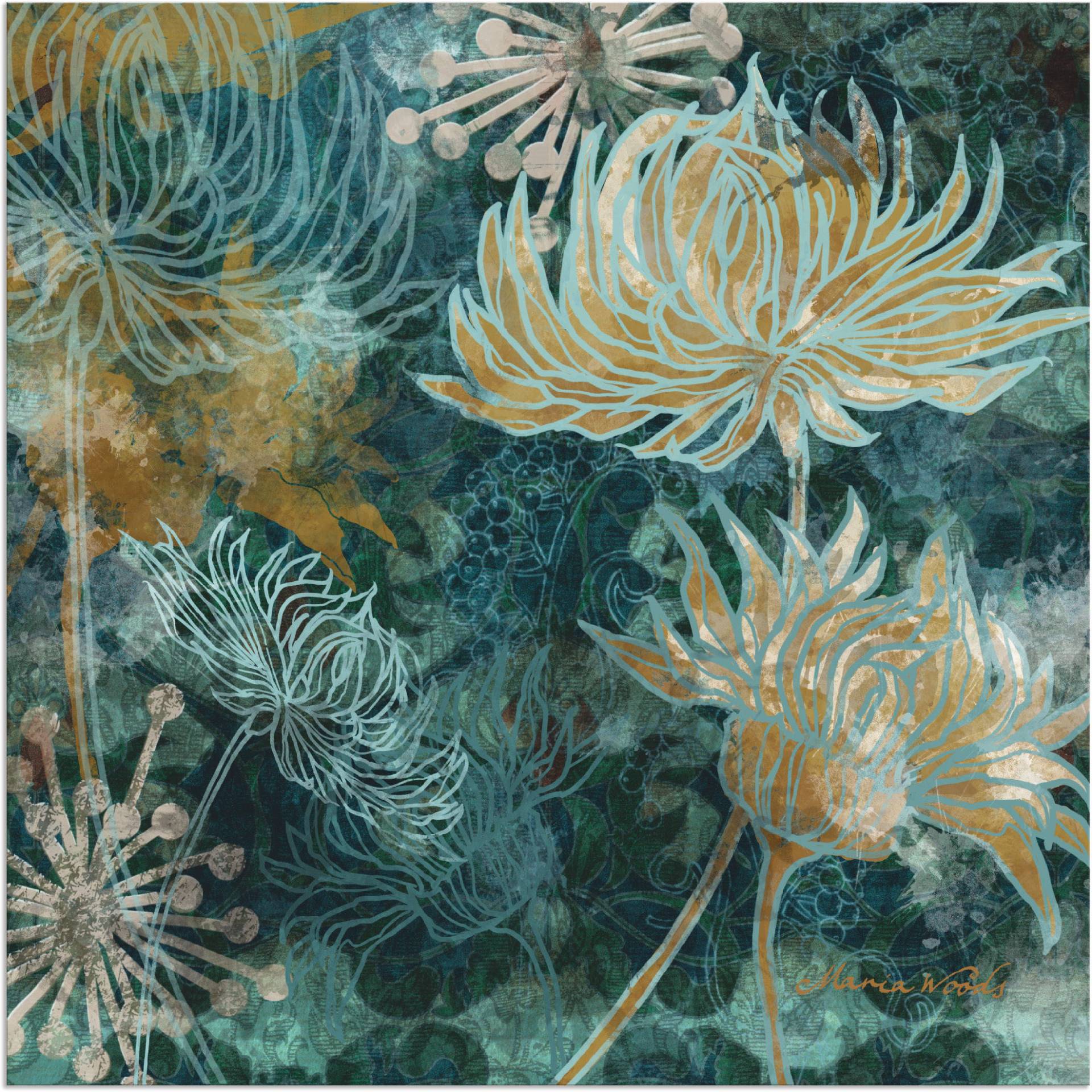 Artland Wandbild »Blaue Chrysanthemen I«, Blumen, (1 St.), als Alubild, Outdoorbild, Leinwandbild, Poster, Wandaufkleber von Artland