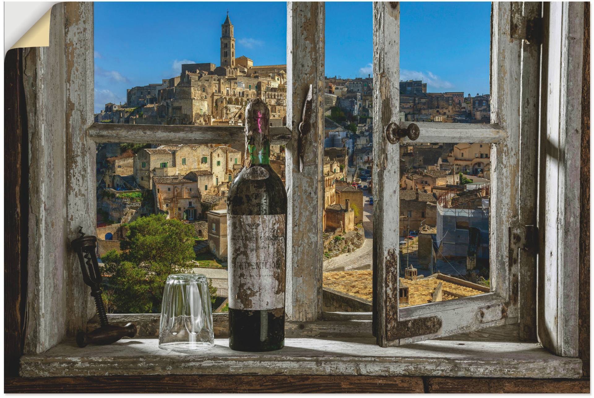 Artland Wandbild »Blick aus dem Fenster Matera, Italien«, Fenster & Türen, (1 St.), als Alubild, Outdoorbild, Leinwandbild, Poster, Wandaufkleber von Artland