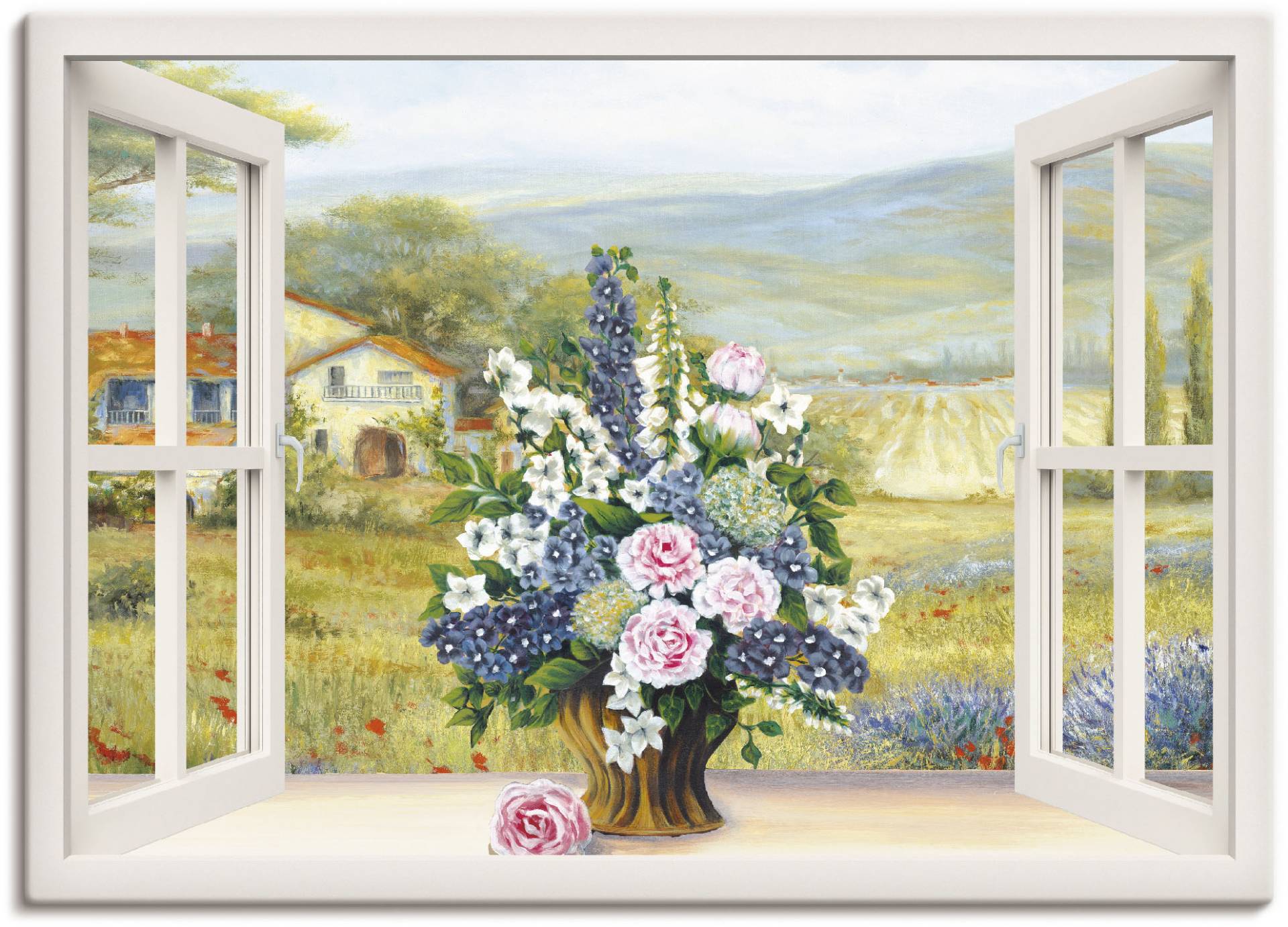 Artland Leinwandbild »Blumenbouquet am weissen Fenster«, Arrangements, (1 St.) von Artland