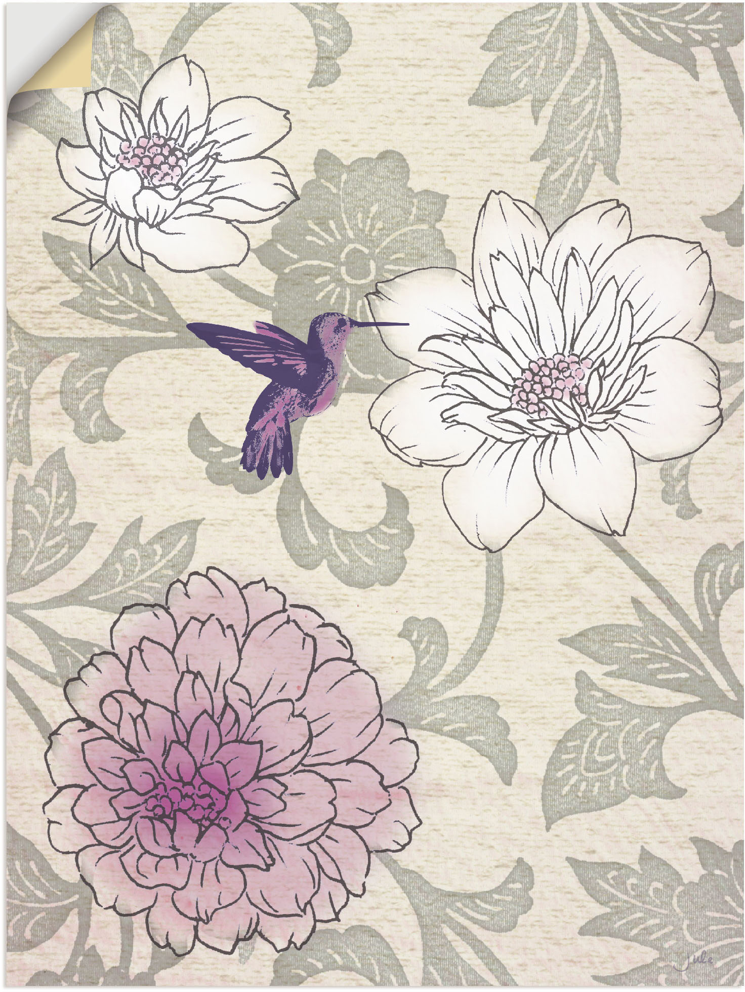 Artland Wandbild »Blumenmuster mit Kolibri«, Blumen, (1 St.) von Artland