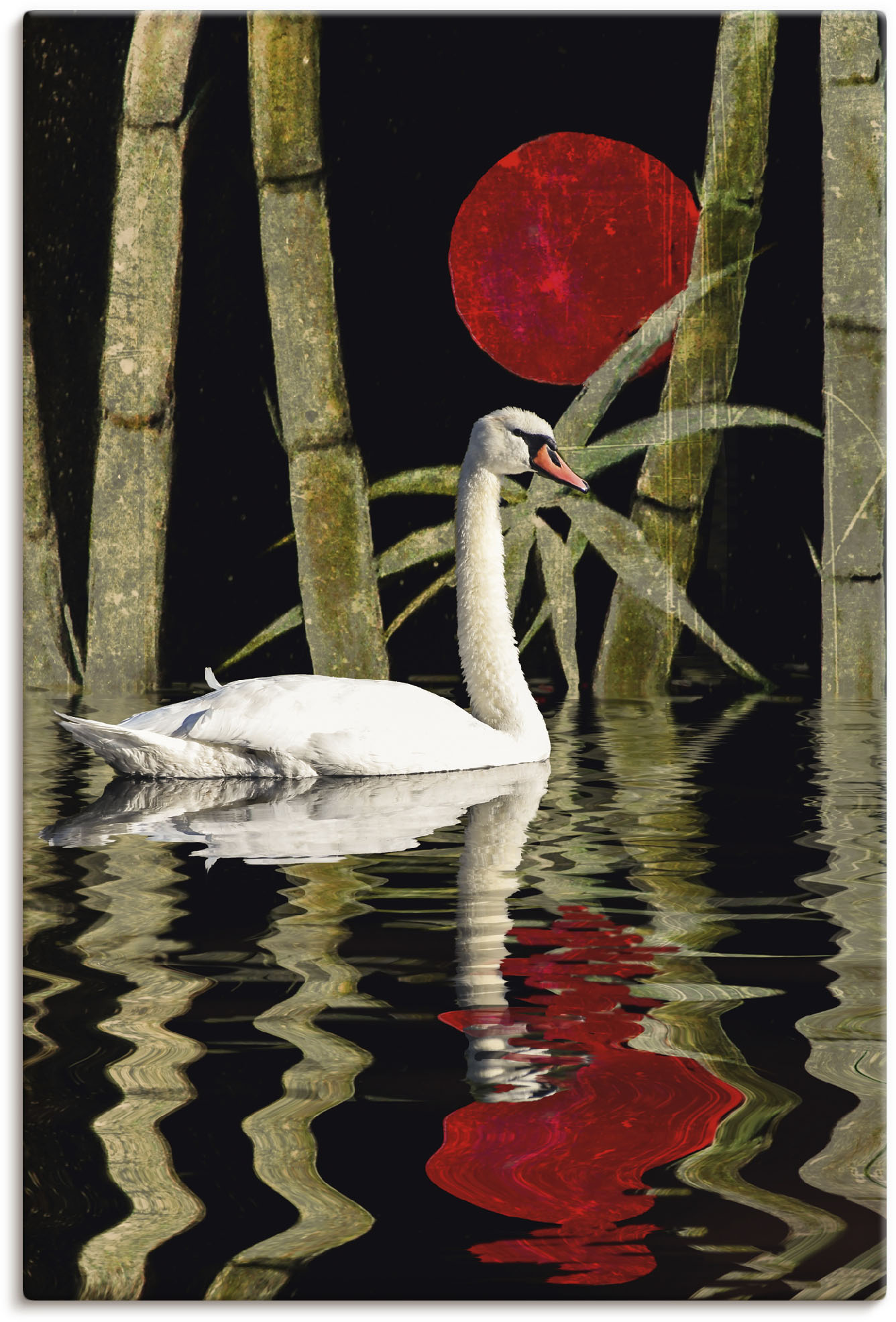 Artland Wandbild »Blutmond über dem Schwanensee«, Schwanen Bilder, (1 St.) von Artland