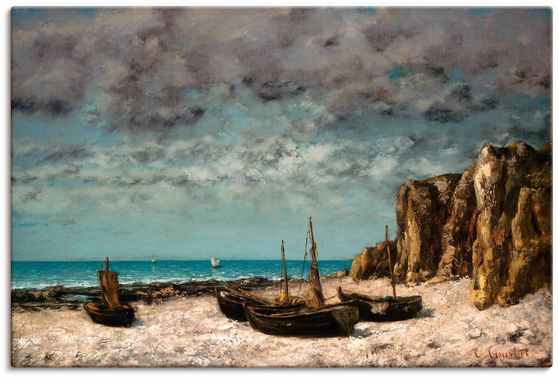 Artland Wandbild »Boote am Strand von Etretat. Um 1872/75«, Bilder von Booten & Schiffen, (1 St.), in vielen Grössen & Produktarten - Alubild, Leinwandbild, Poster, Wandaufkleber von Artland