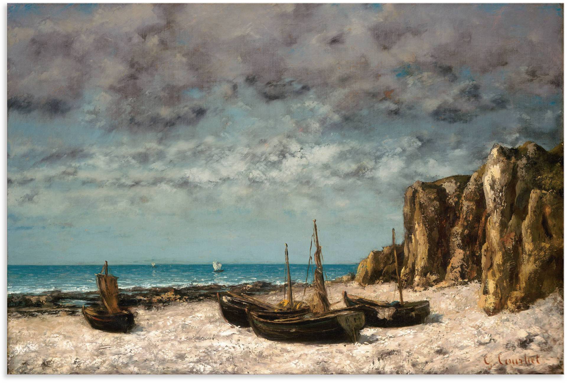 Artland Wandbild »Boote am Strand von Etretat. Um 1872/75«, Bilder von Booten & Schiffen, (1 St.), in vielen Grössen & Produktarten - Alubild, Leinwandbild, Poster, Wandaufkleber von Artland