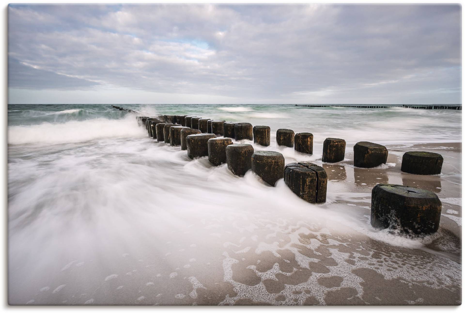 Artland Wandbild »Buhnen an Ostsee an stürmischen Tag«, Küstenbilder, (1 St.), als Alubild, Outdoorbild, Leinwandbild in verschied. Grössen von Artland