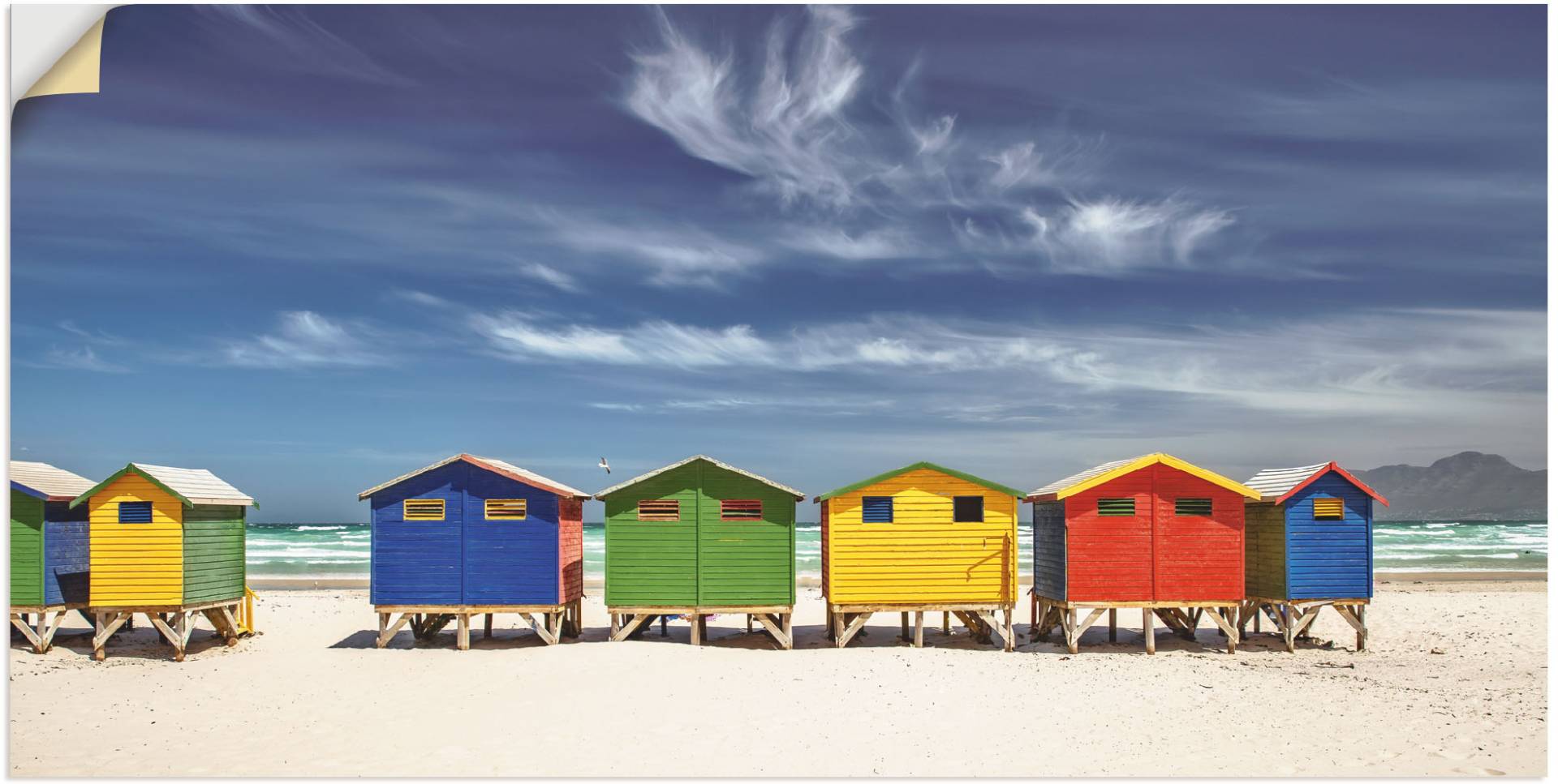 Artland Wandbild »Bunte Strandhäuser bei Kapstadt«, Strandbilder, (1 St.), als Alubild, Outdoorbild, Leinwandbild, Poster, Wandaufkleber von Artland
