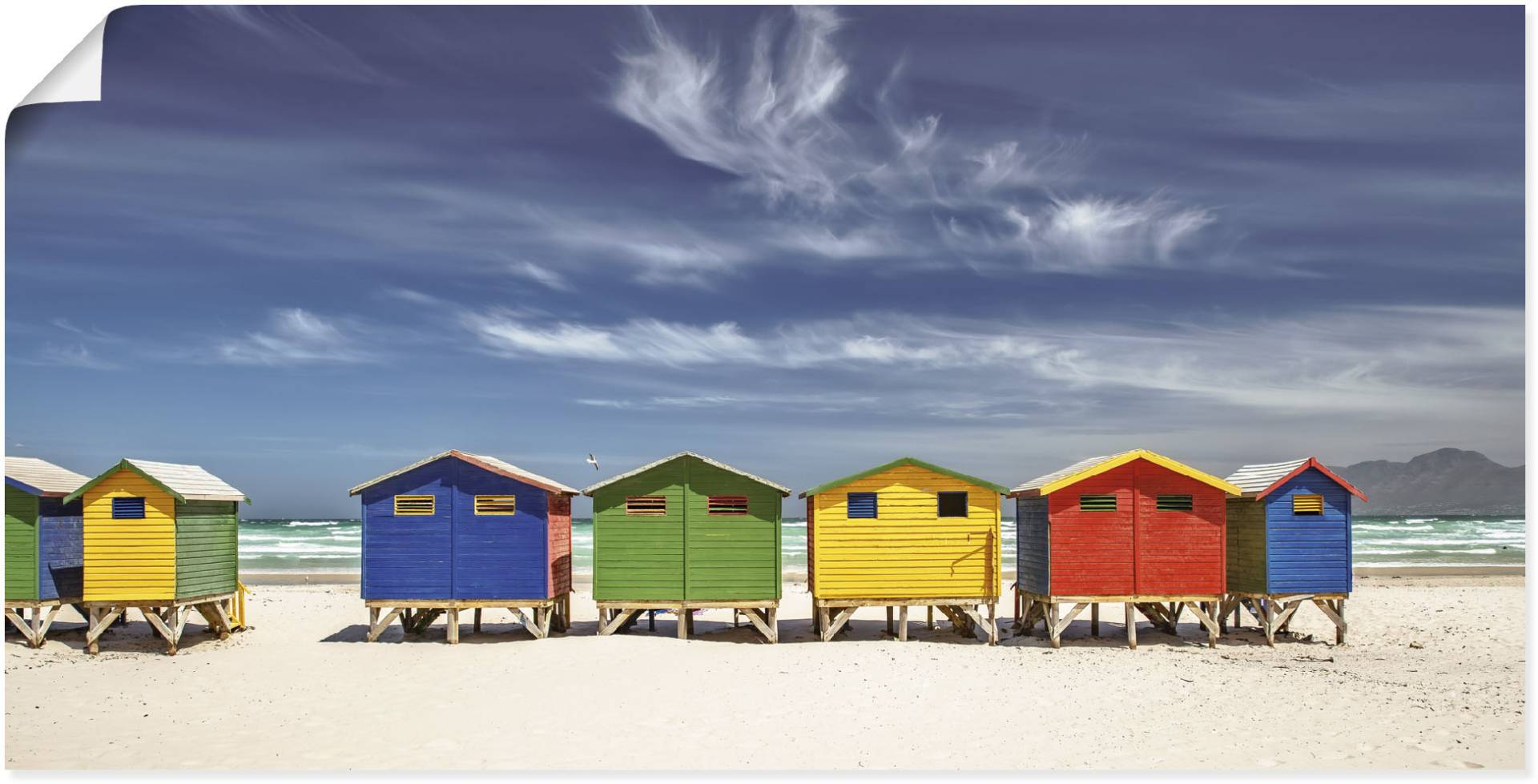 Artland Wandbild »Bunte Strandhäuser bei Kapstadt«, Strandbilder, (1 St.), als Alubild, Outdoorbild, Leinwandbild, Poster, Wandaufkleber von Artland