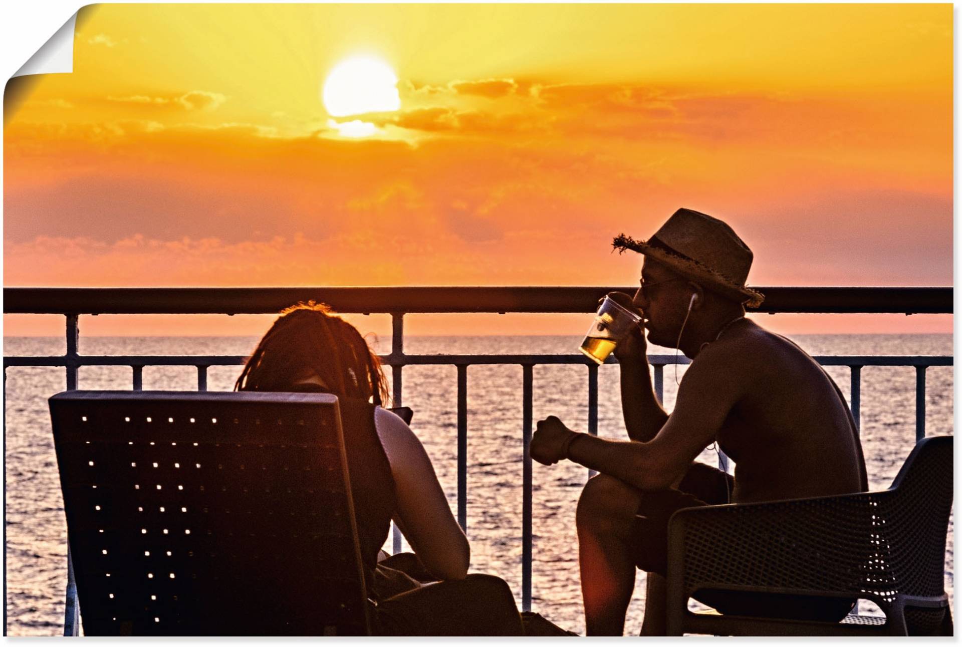 Artland Wandbild »Chillen bei Sonnenuntergang am Meer«, (1 Stück), in vielen Grössen & Produktarten - Alubild / Outdoorbild für den Aussenbereich, Leinwandbild, Poster, Wandaufkleber / Wandtattoo auch für Badezimmer geeignet von Artland