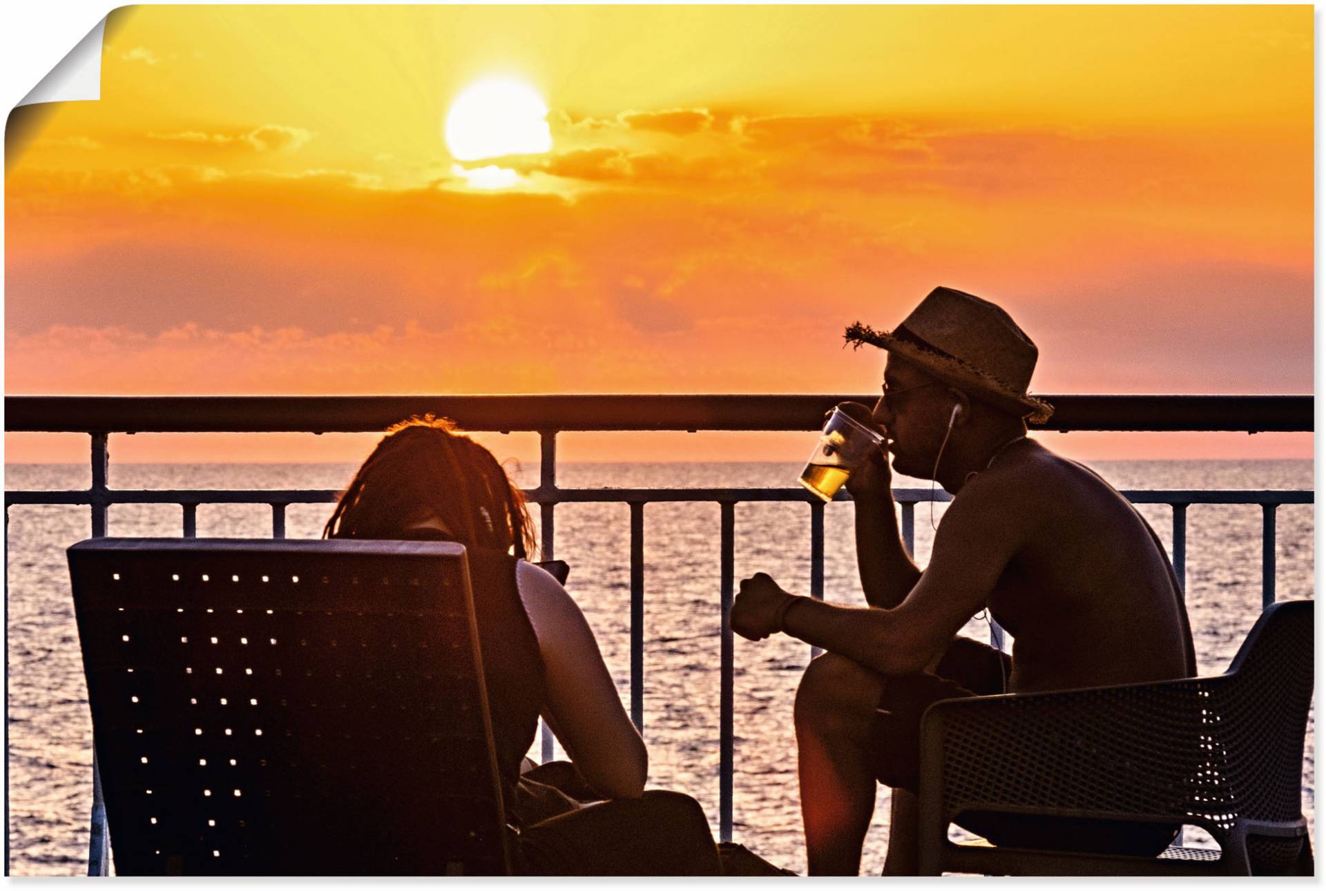 Artland Wandbild »Chillen bei Sonnenuntergang am Meer«, (1 Stück), in vielen Grössen & Produktarten - Alubild / Outdoorbild für den Aussenbereich, Leinwandbild, Poster, Wandaufkleber / Wandtattoo auch für Badezimmer geeignet von Artland