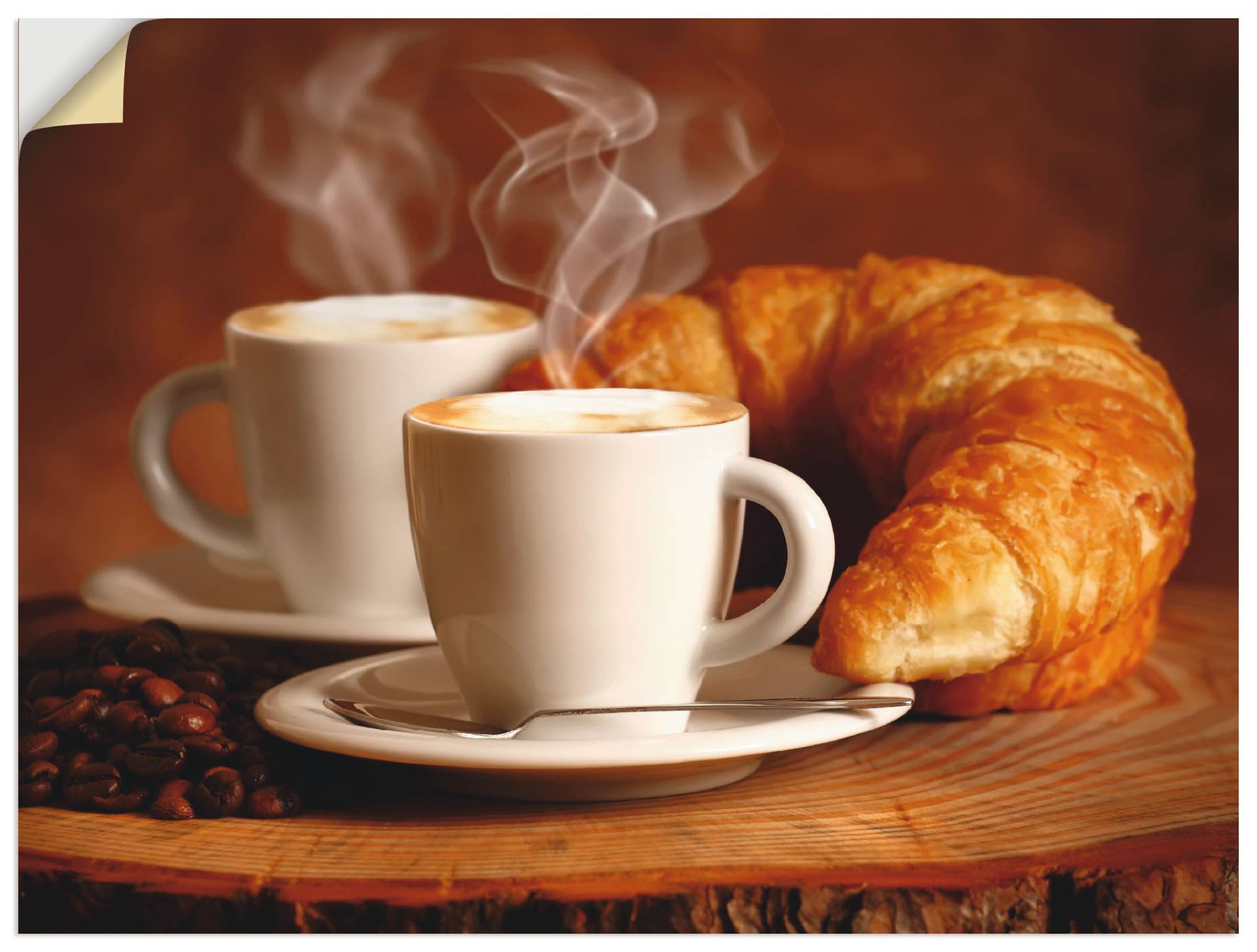 Artland Wandbild »Dampfender Cappuccino und Croissant«, Getränke, (1 St.) von Artland