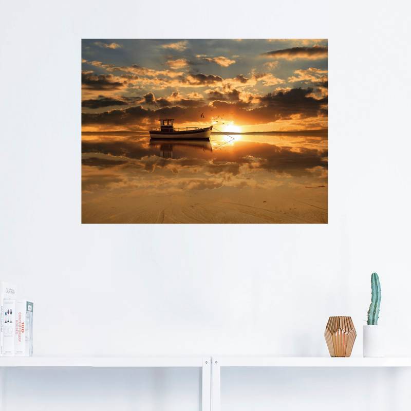 Artland Wandbild »Das Fischerboot im Sonnenuntergang«, Boote & Schiffe, (1 St.), als Leinwandbild, Wandaufkleber oder Poster in versch. Grössen von Artland